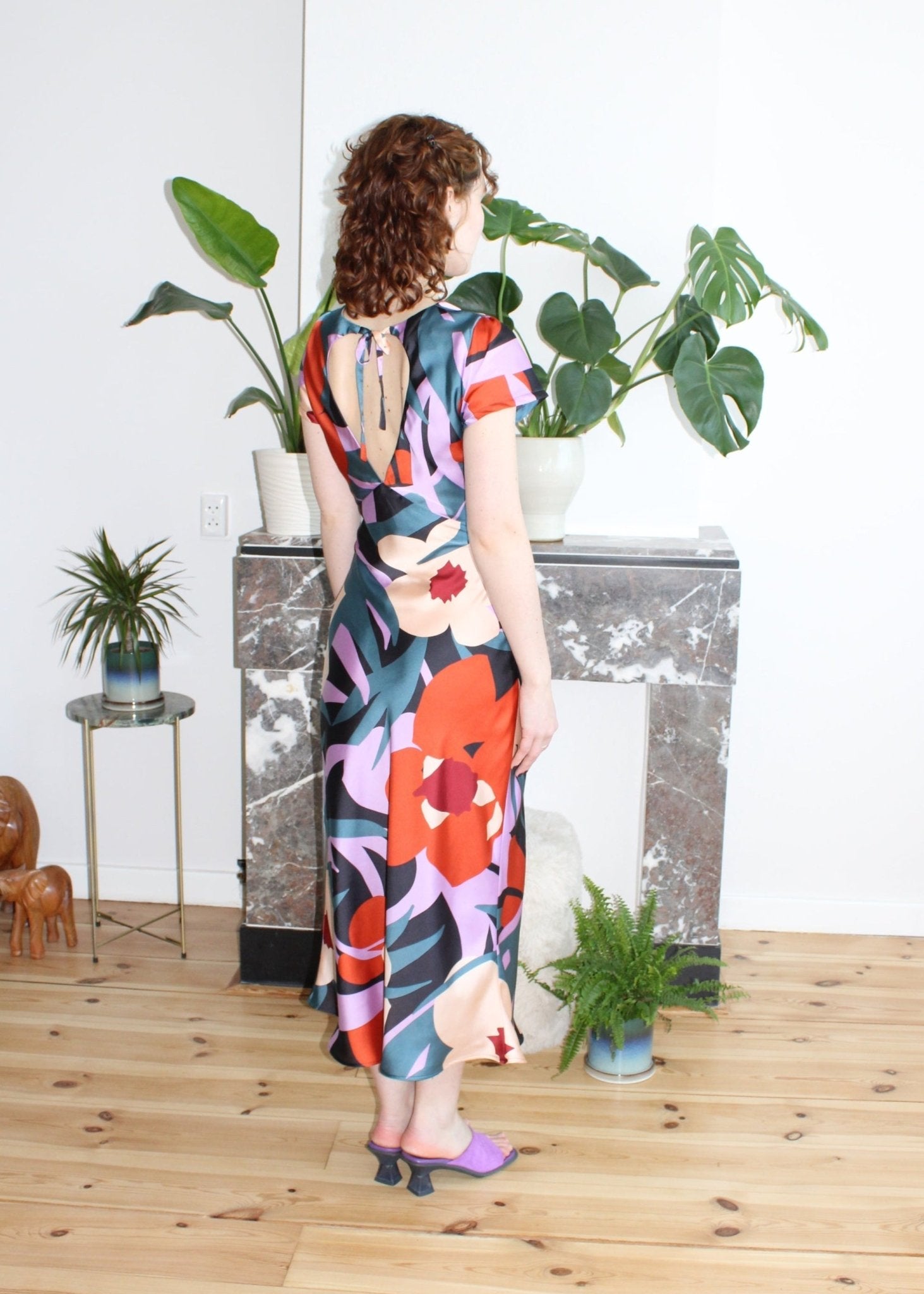 Helena midi dress orange floral - Luci's Lemons