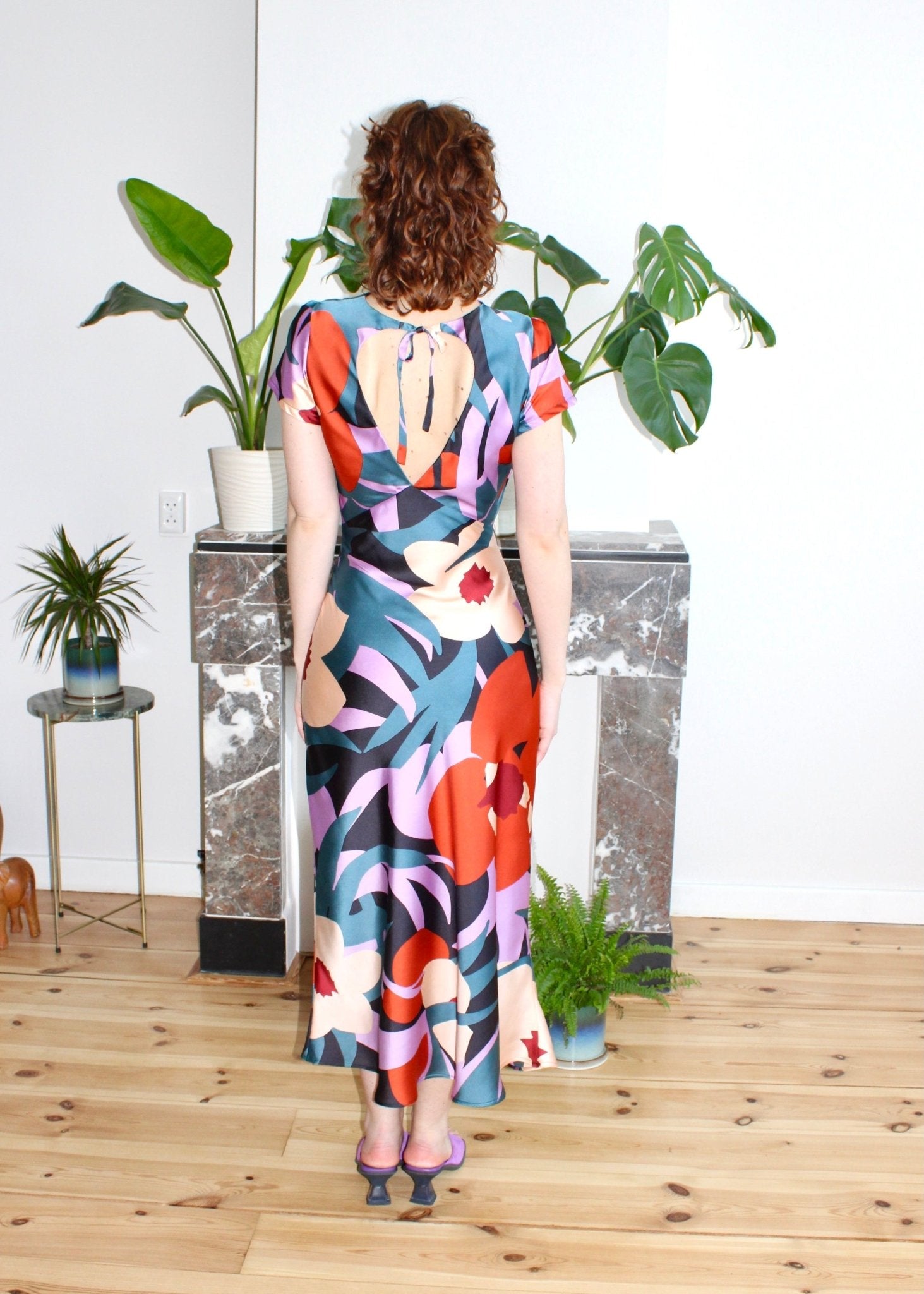 Helena midi dress orange floral - Luci's Lemons
