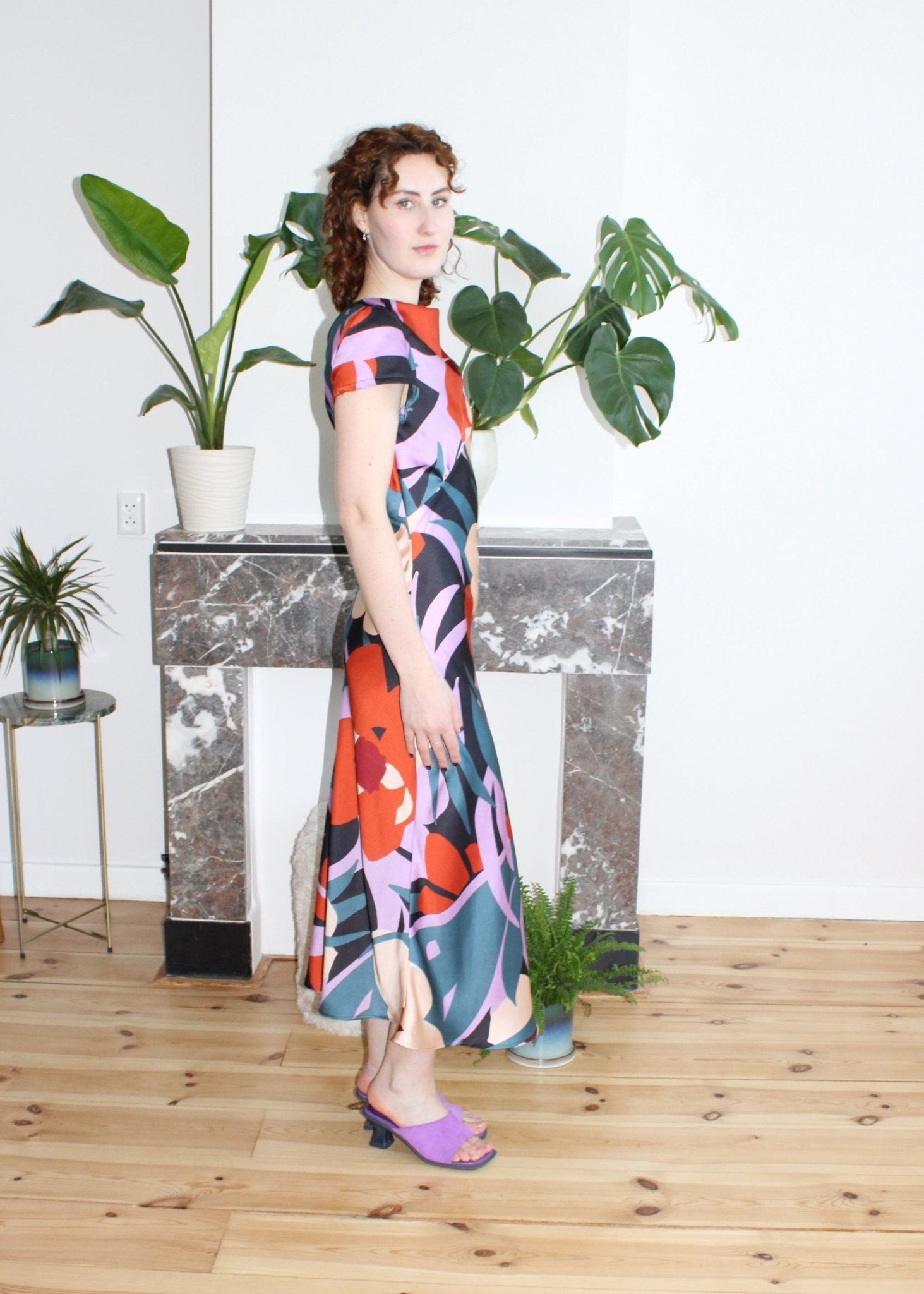 Helena midi dress orange floral - Luci's Lemons