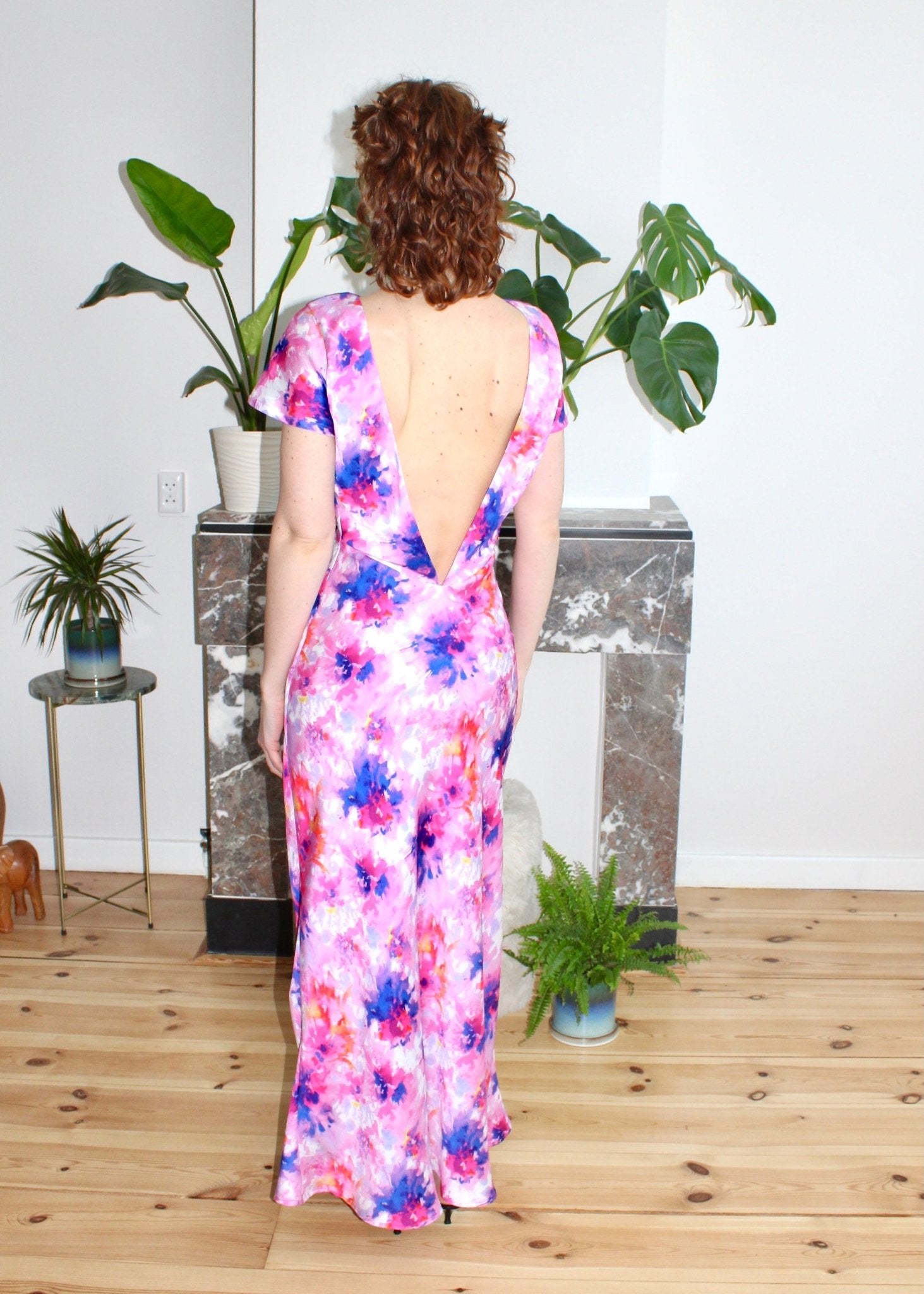 Indigo maxi dress pink floral - Luci's Lemons