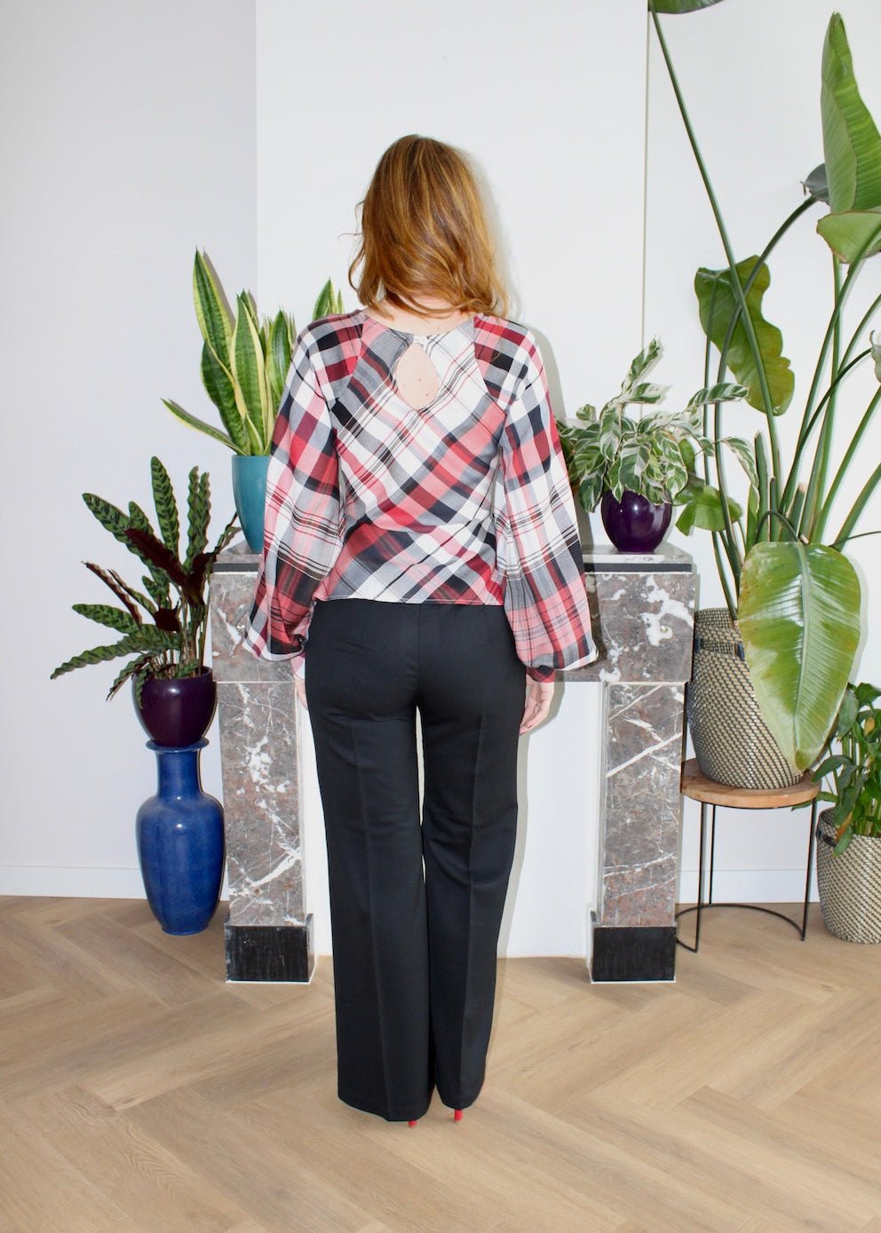 Jessie blouse red plaid - Luci's Lemons