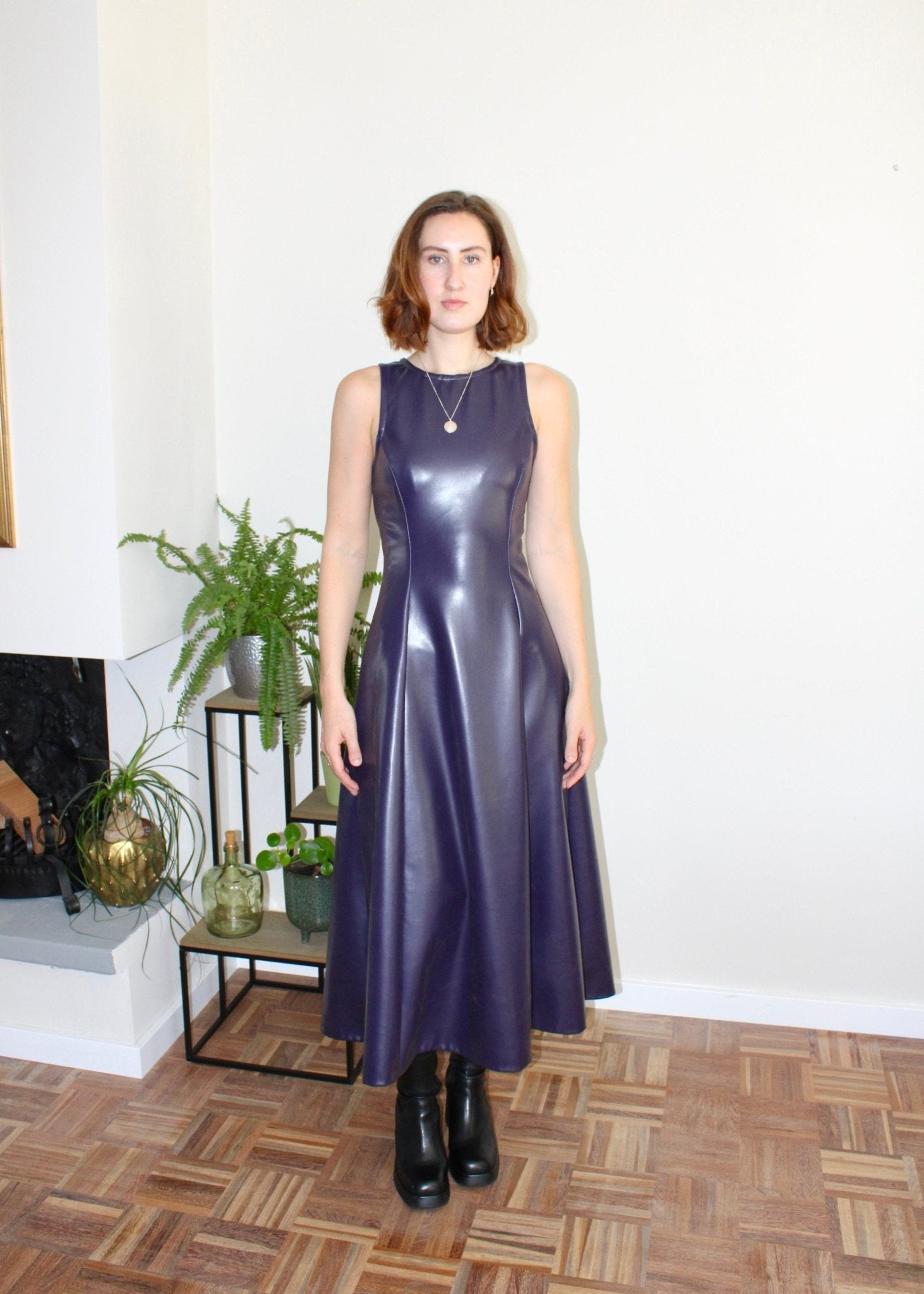 Juno dress purple faux leather - Luci's Lemons