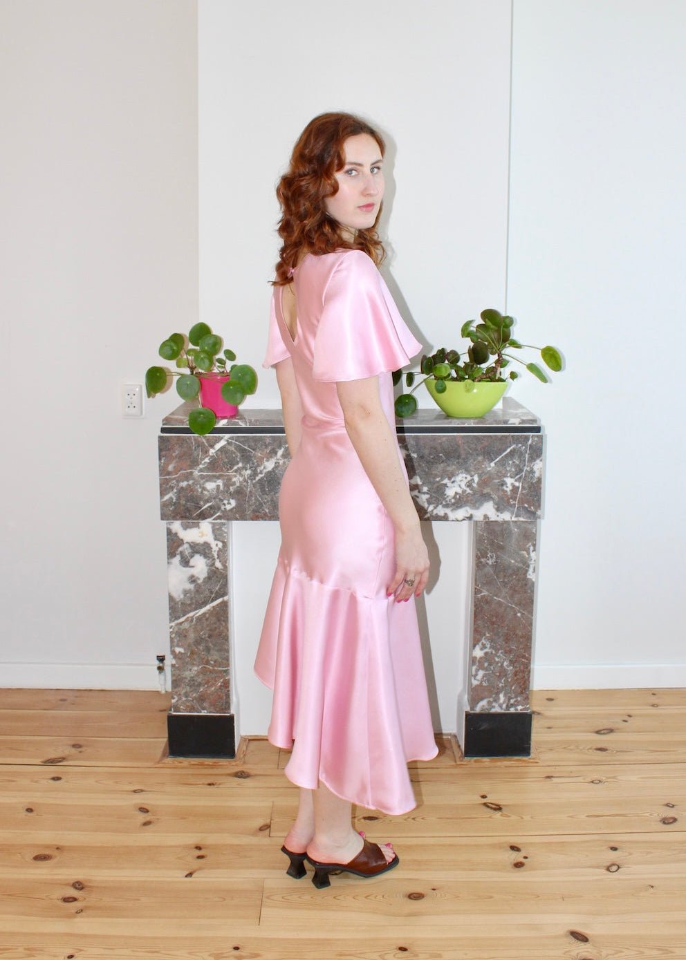 Lorraine dress pale pink silk - Luci's Lemons