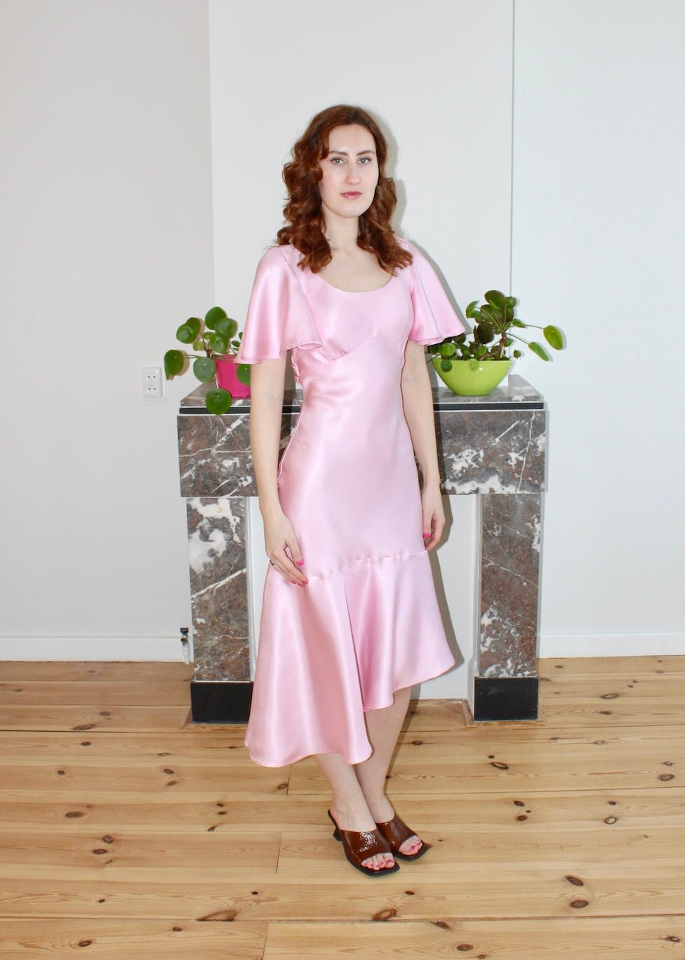 Lorraine dress pale pink silk - Luci's Lemons