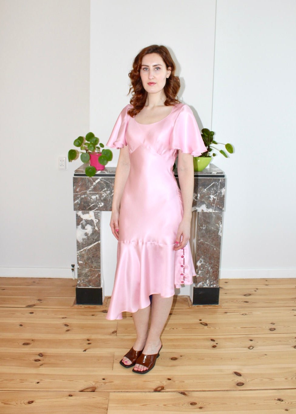 Lorraine dress pale pink silk - Luci's Lemons