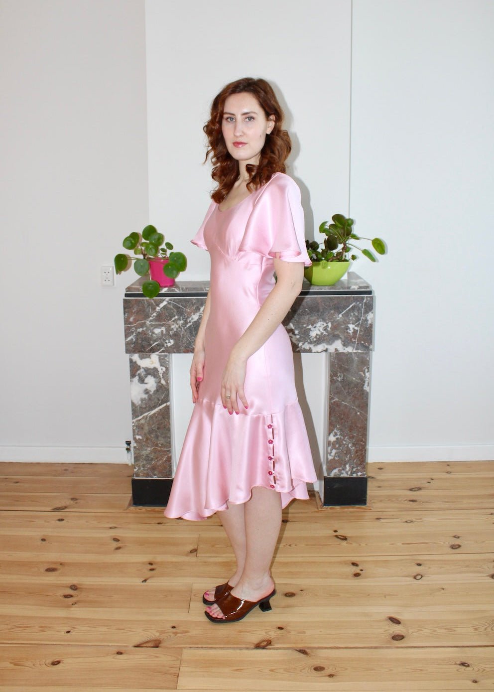 Lorraine dress pale pink silk - Luci's Lemons