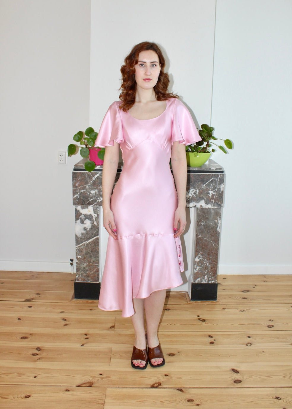 Lorraine dress pale pink silk - Luci's Lemons