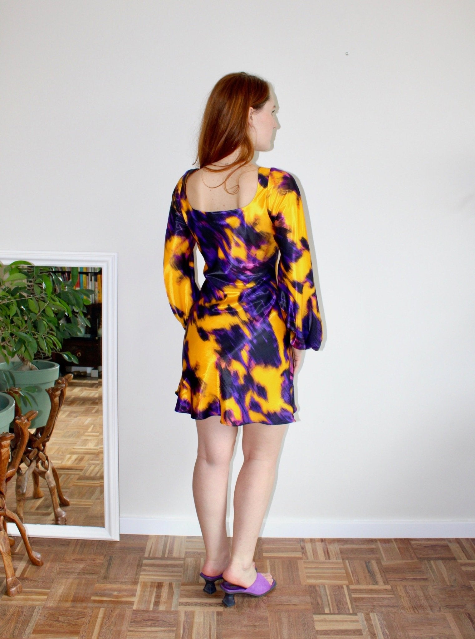Maeve mini dress purple print viscose - Luci's Lemons