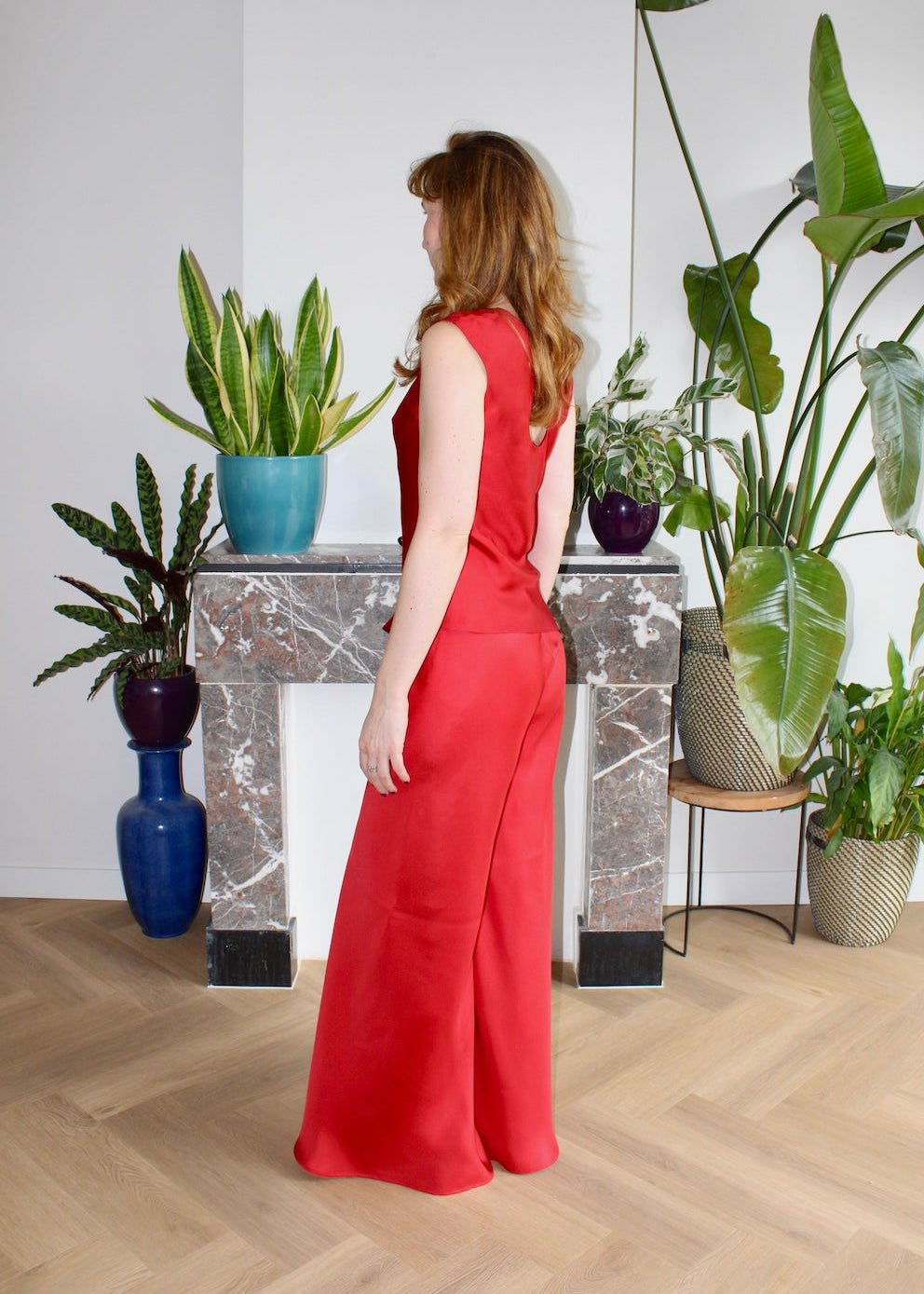 Marilyn top red silk - Luci's Lemons