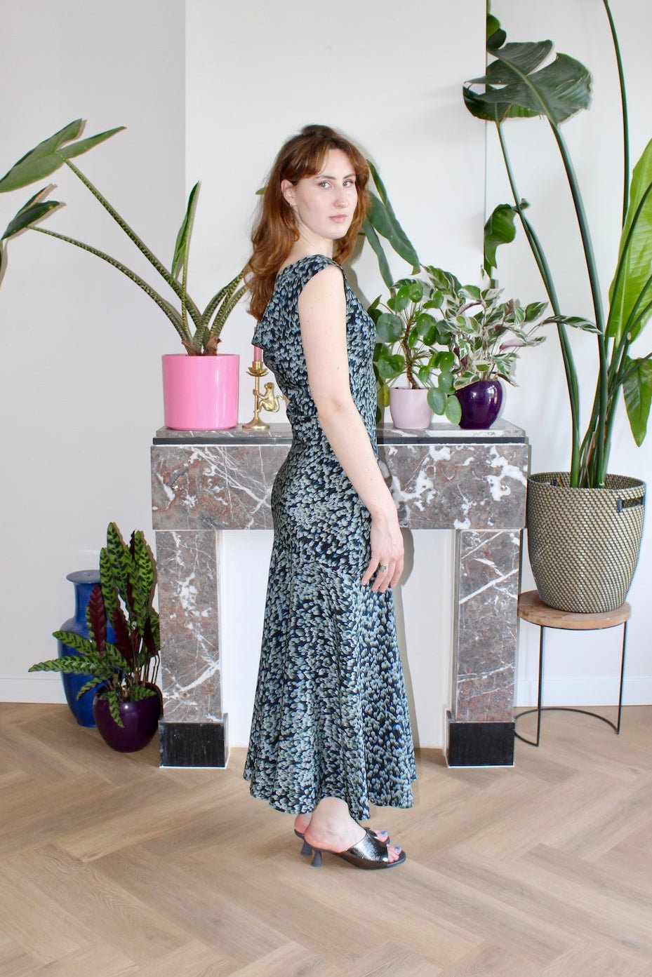 Marlene midi dress black floral silk - Luci's Lemons