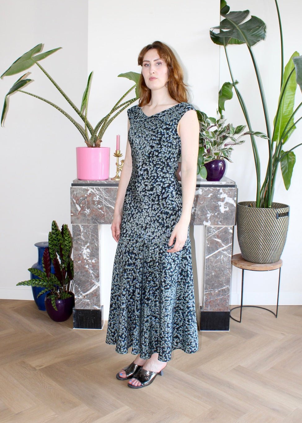 Marlene midi dress black floral silk - Luci's Lemons