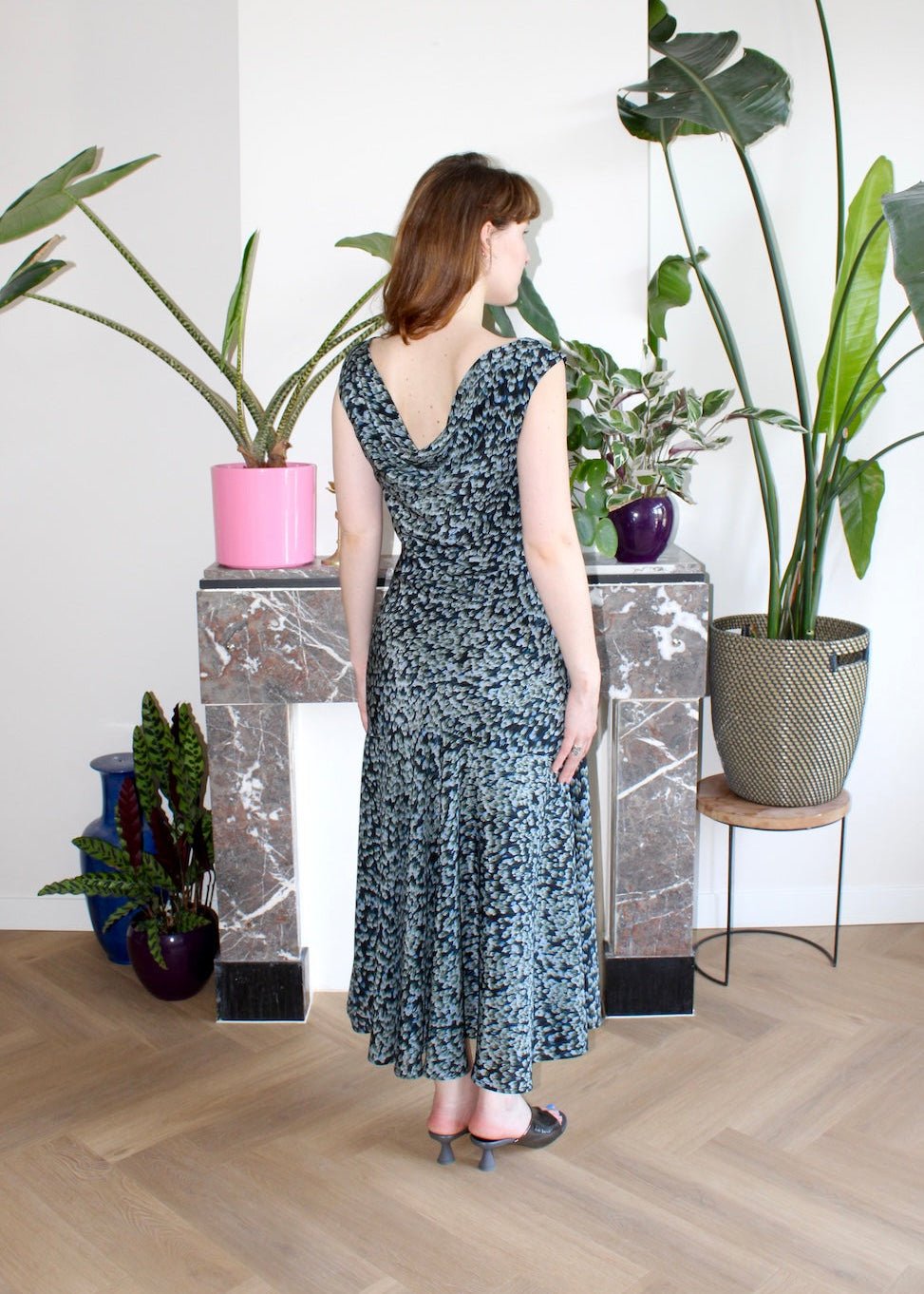 Marlene midi dress black floral silk - Luci's Lemons