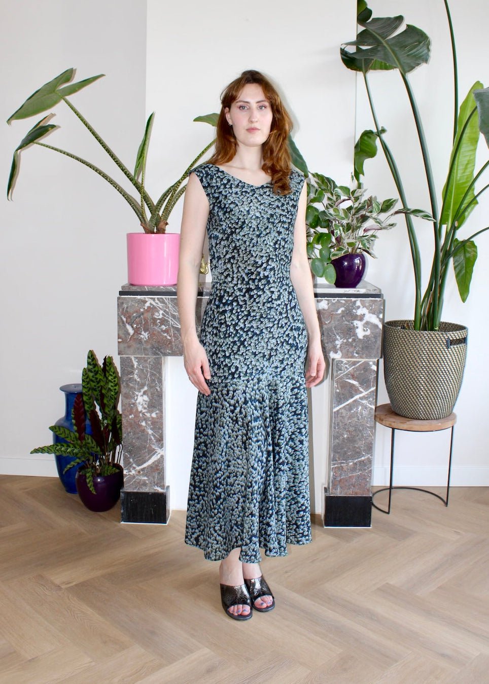 Marlene midi dress black floral silk - Luci's Lemons