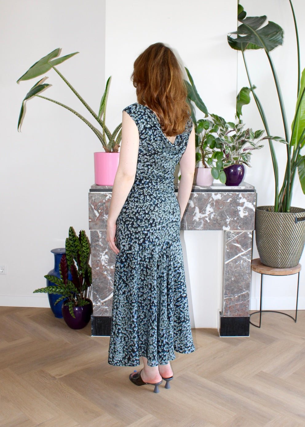 Marlene midi dress black floral silk - Luci's Lemons