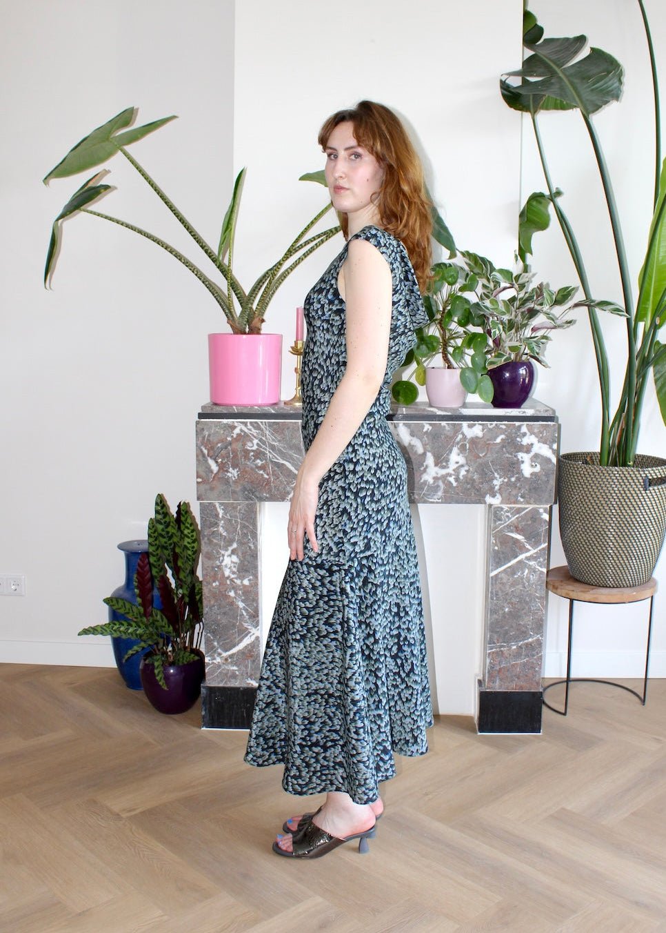 Marlene midi dress black floral silk - Luci's Lemons