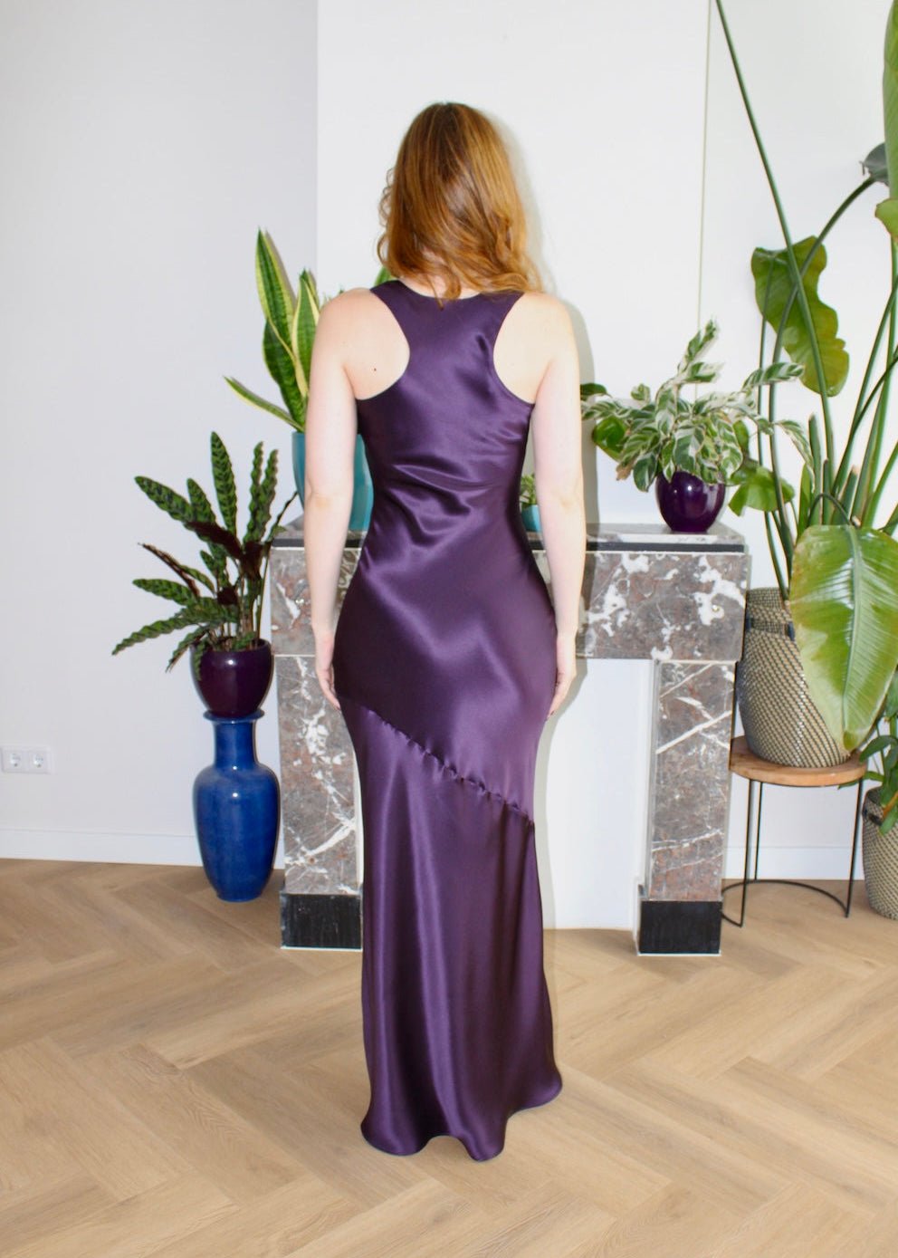 Mary maxi dress Aubergine purple silk - Luci's Lemons