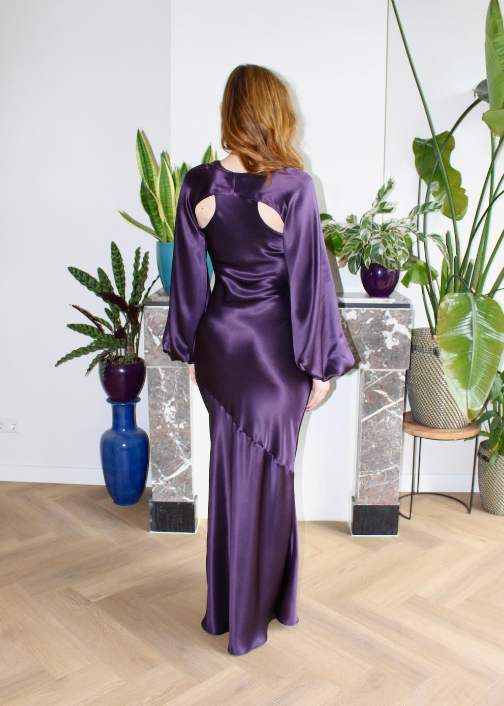 Mary shrug Aubergine purple silk - Luci's Lemons