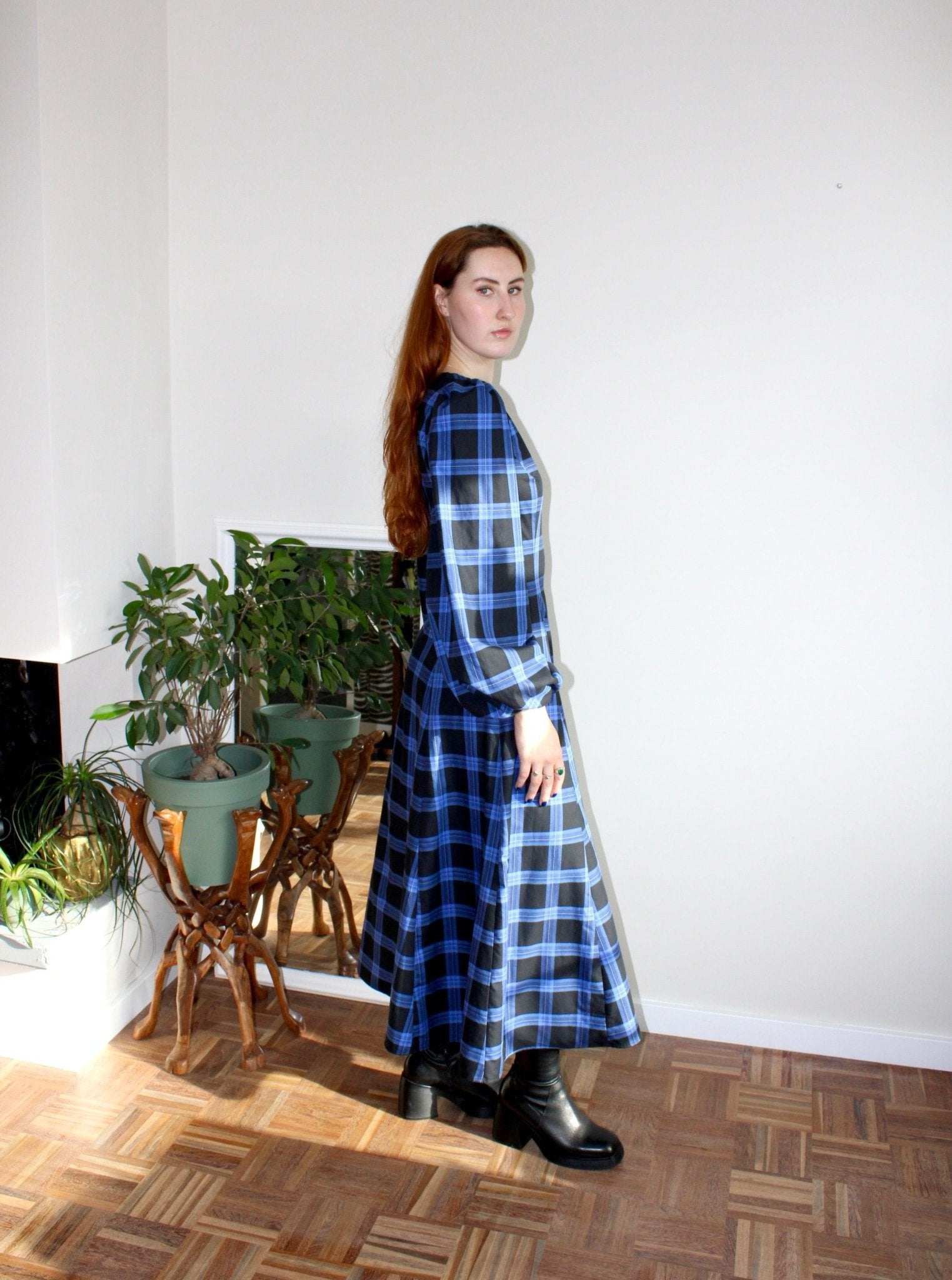 Millie dress blue and black plaid - Luci's Lemons
