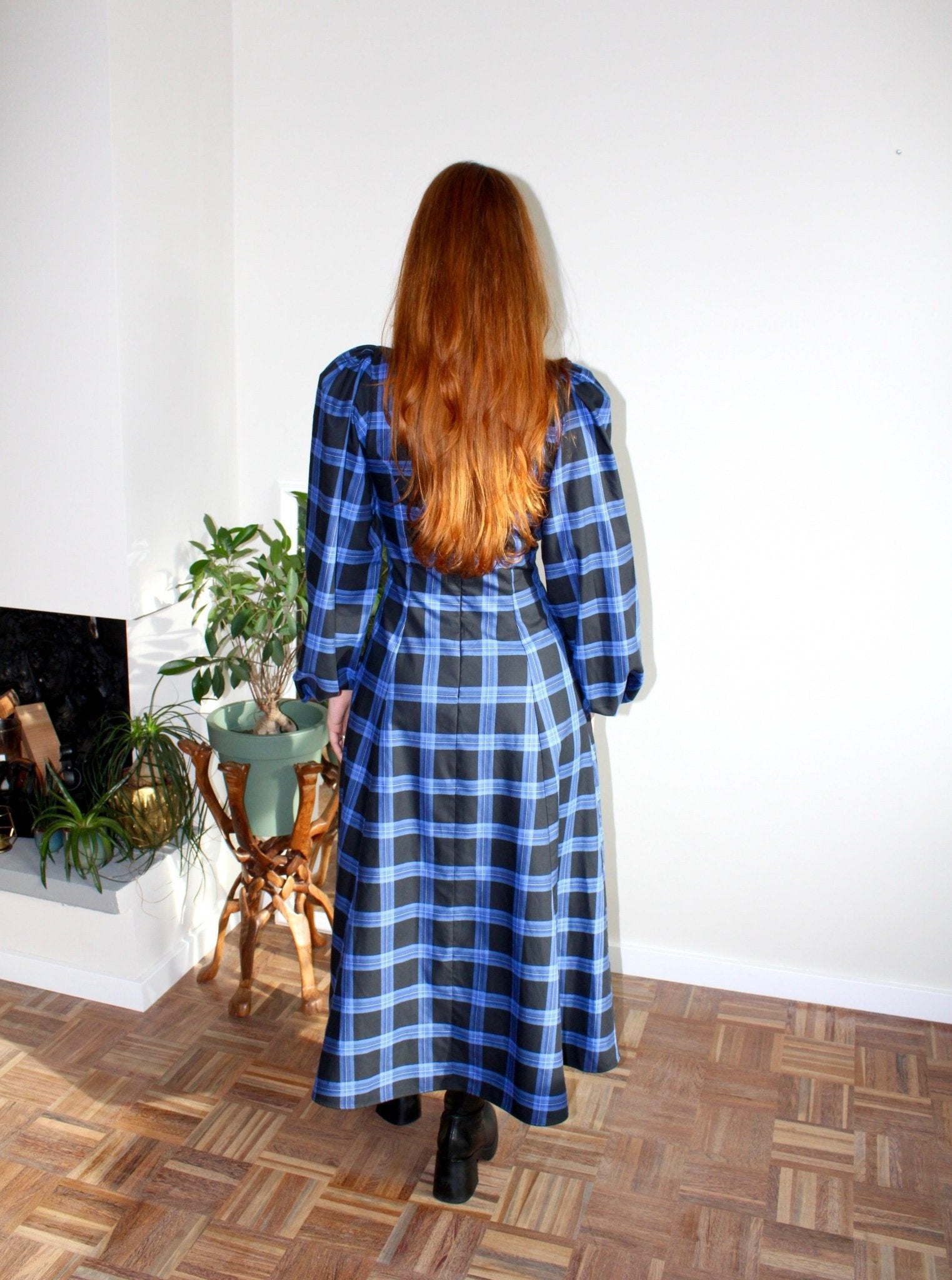 Millie dress blue and black plaid - Luci's Lemons