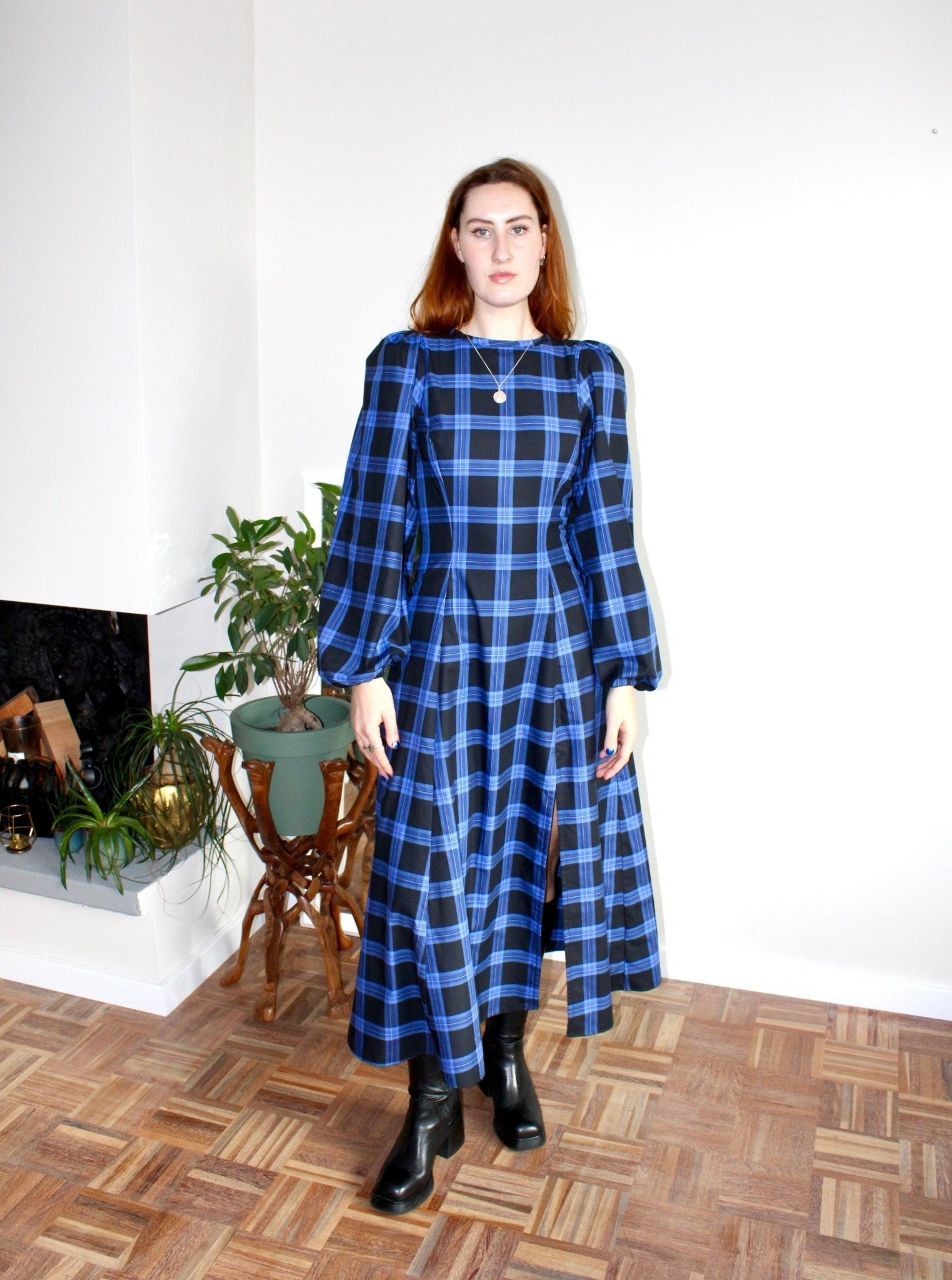Millie dress blue and black plaid - Luci's Lemons
