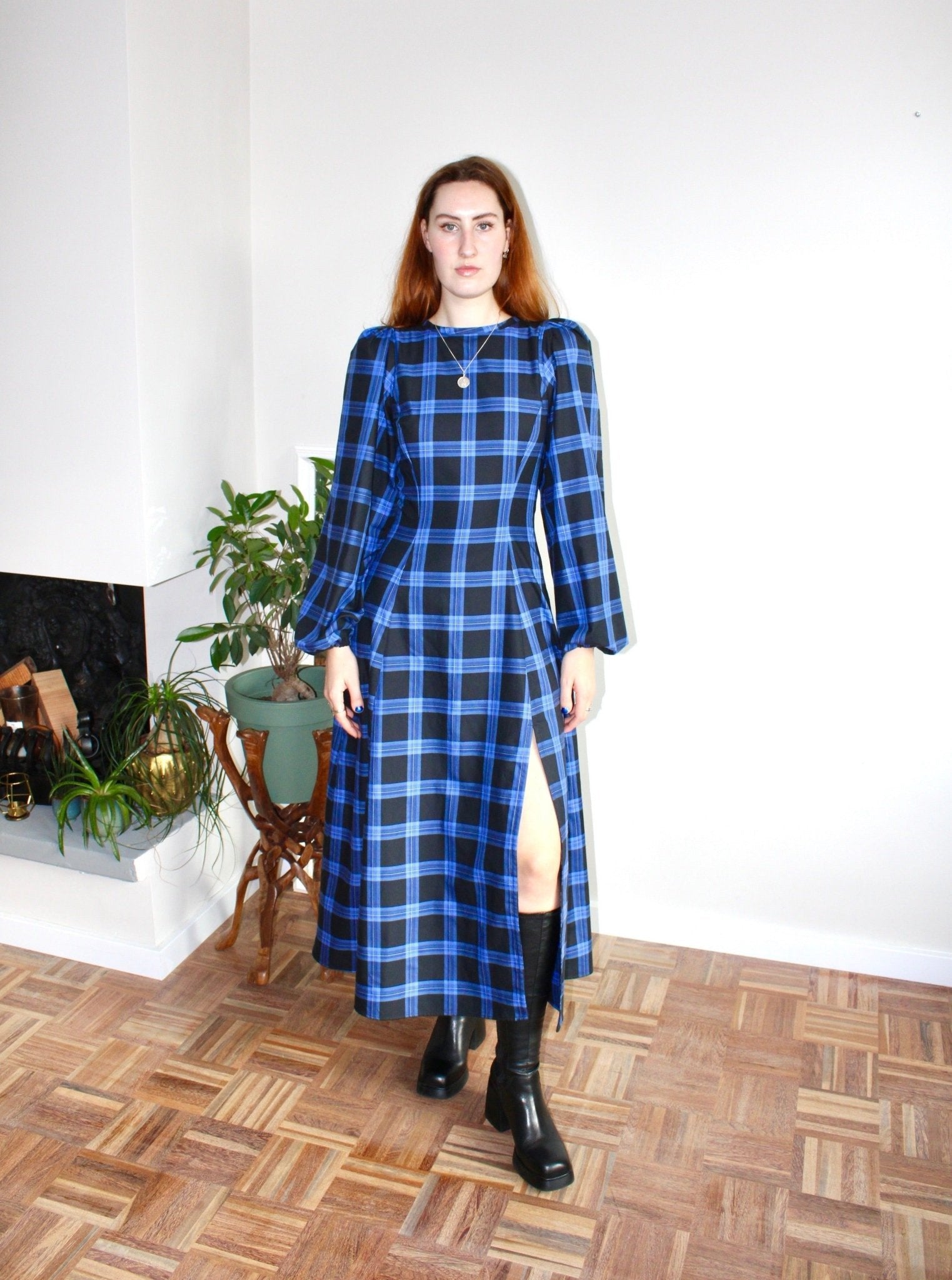 Millie dress blue and black plaid - Luci's Lemons