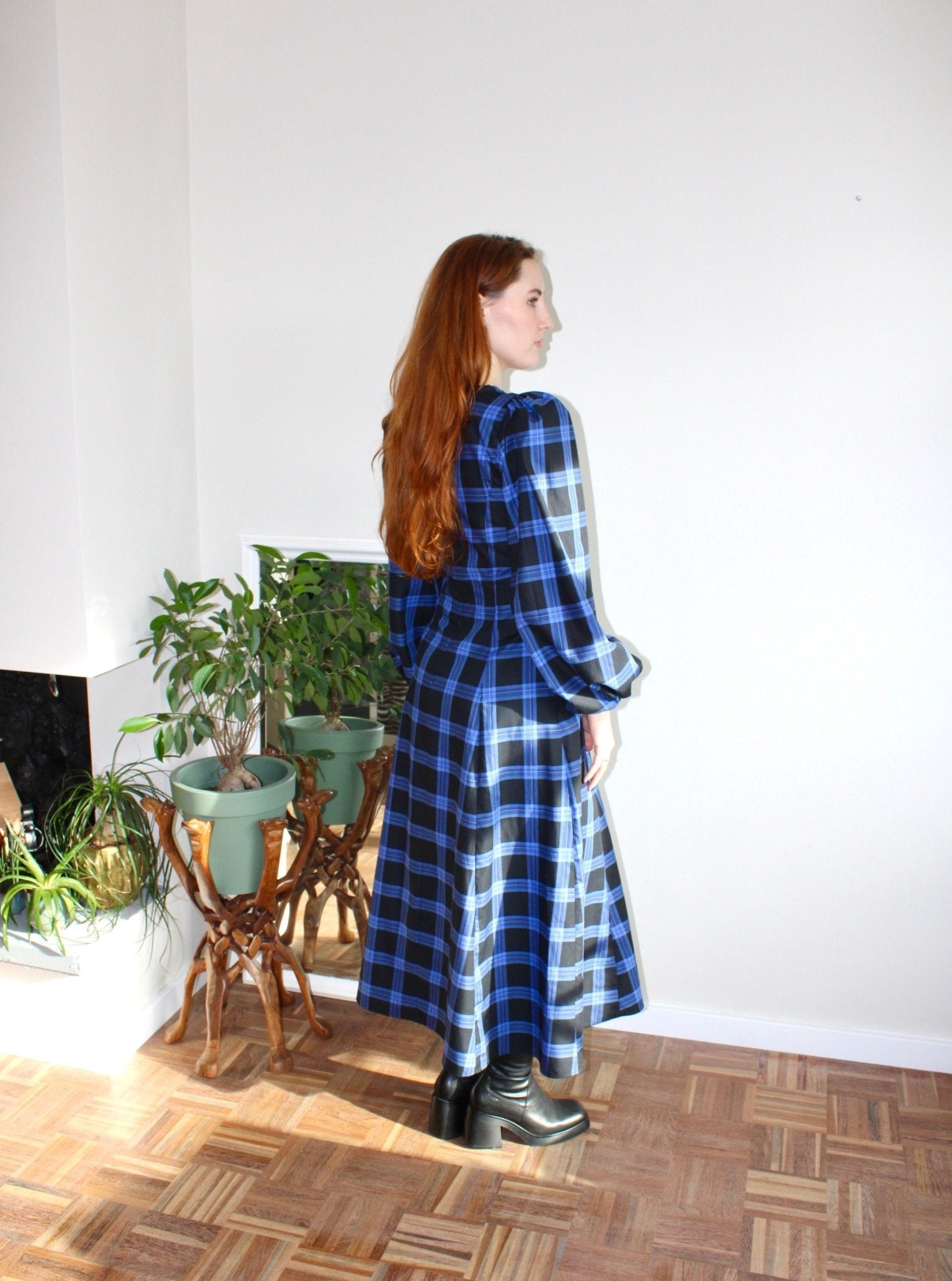 Millie dress blue and black plaid - Luci's Lemons