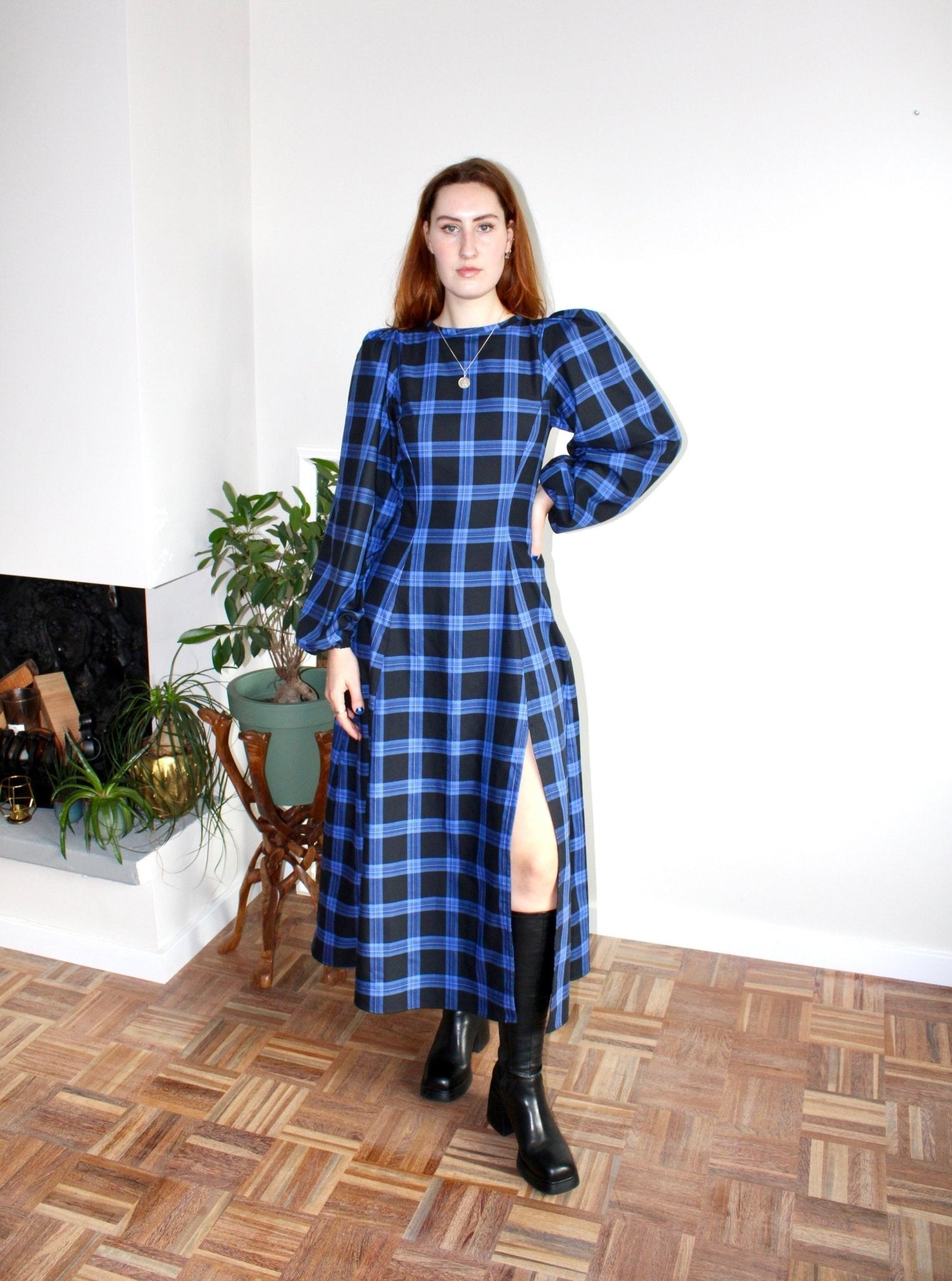 Millie dress blue and black plaid - Luci's Lemons