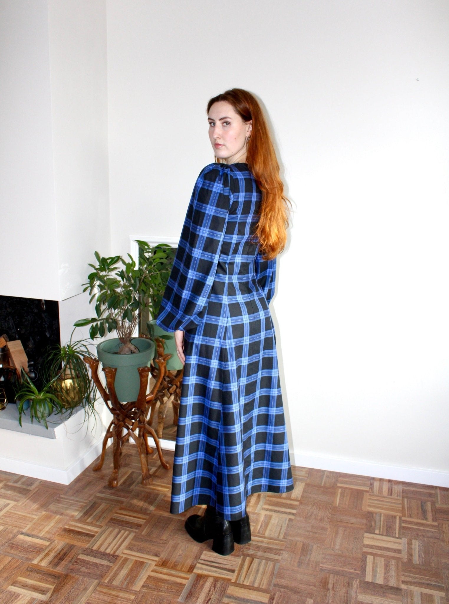 Millie dress blue and black plaid - Luci's Lemons