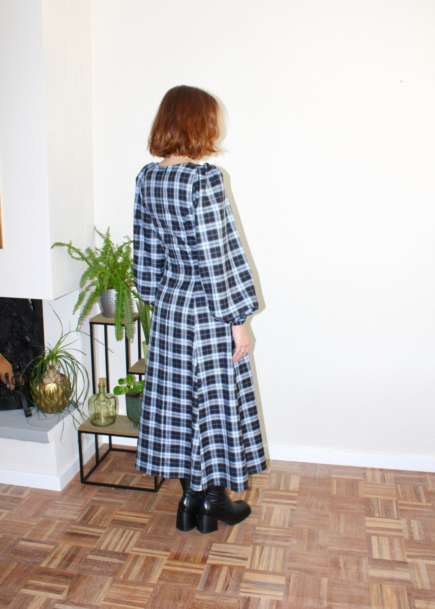 Millie dress light blue and black plaid - Luci's Lemons