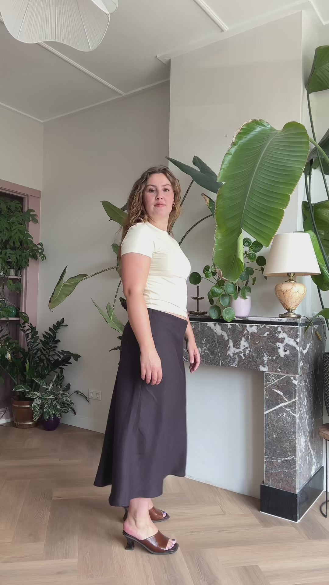 Bias skirt - Espresso brown linen - XL