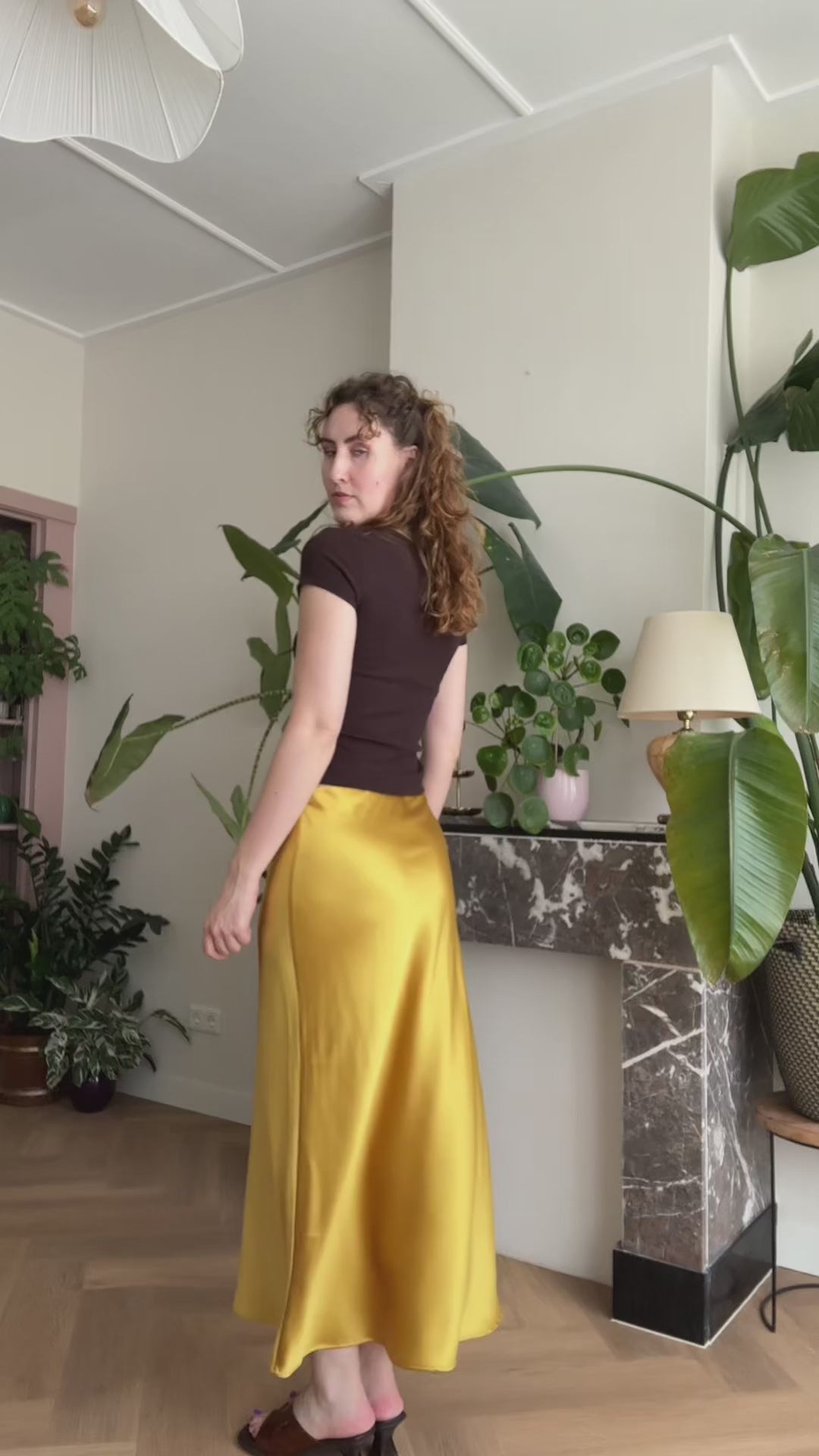 Bias skirt - Sunflower silk - S