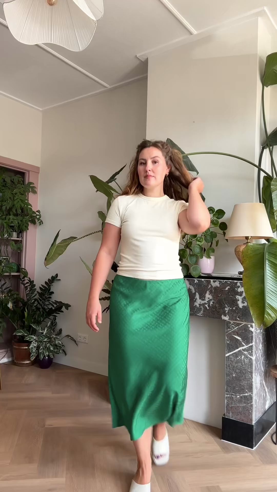Bias skirt - Green print - L
