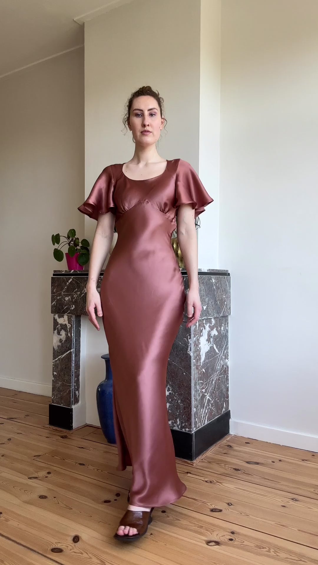 Estelle dress ginger spice satin silk