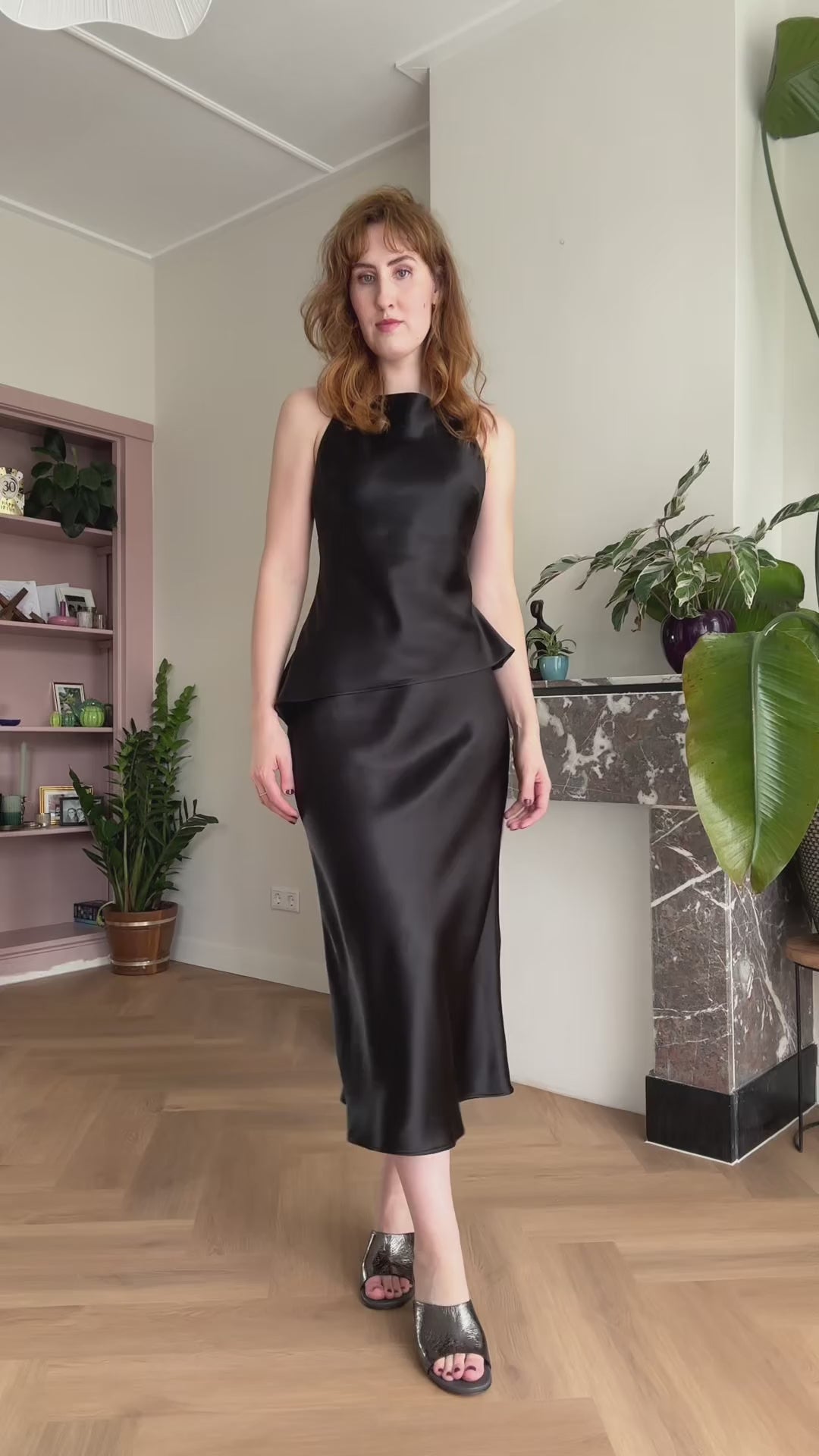Clementine top black silk