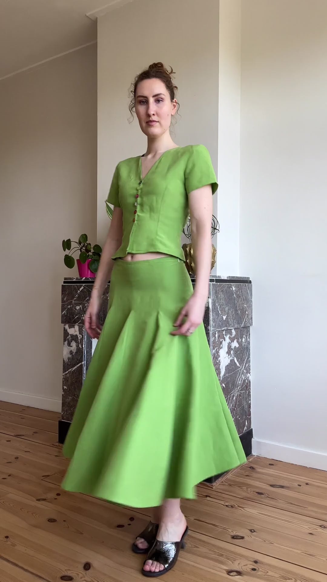 Rhiannon long midi skirt green