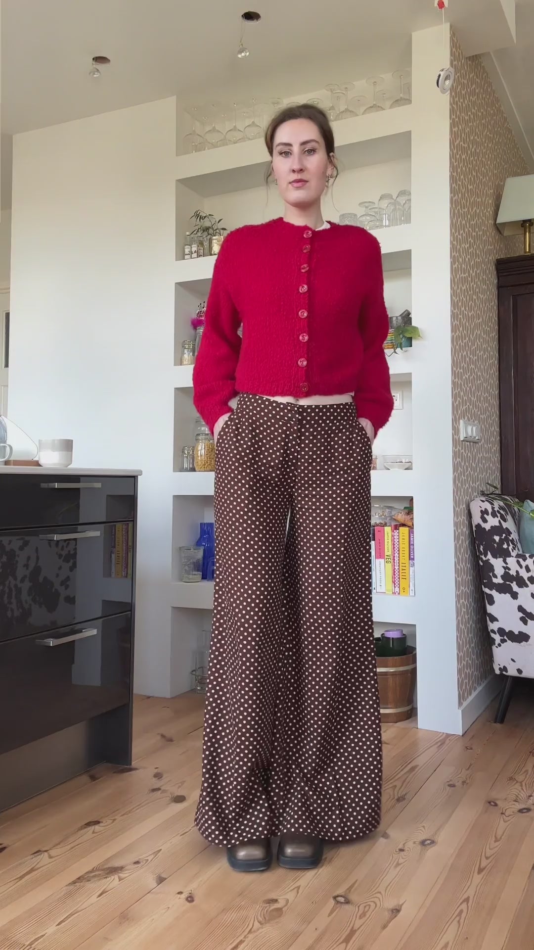 Amelia trousers brown polka dot mid rise