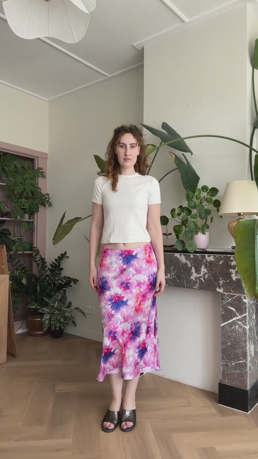 Bias skirt - Pink and blue print - M