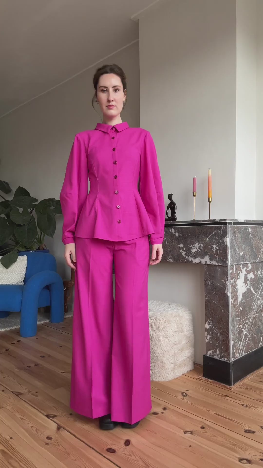 Gloria blouse pink wool