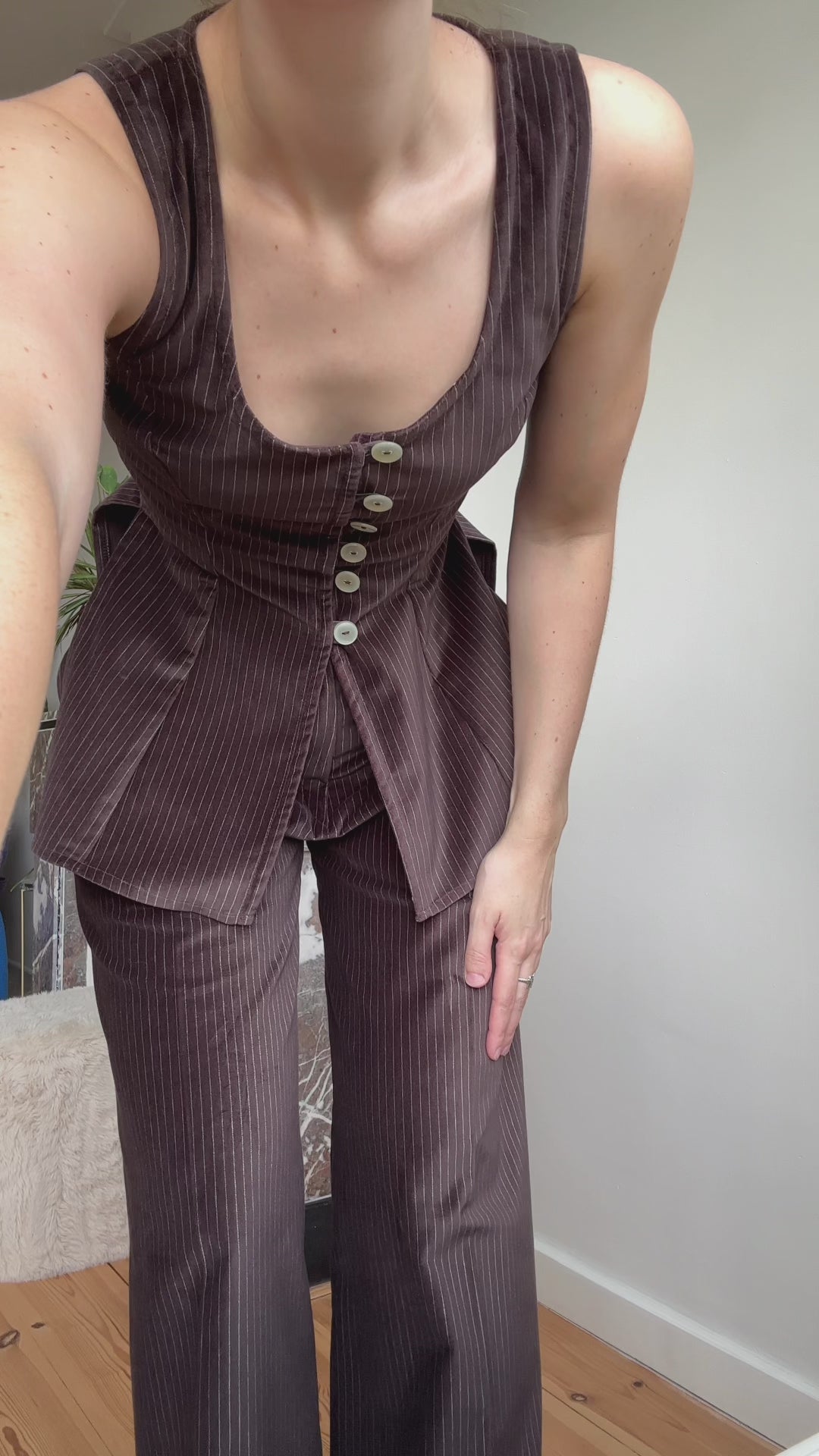 Amelia trousers brown stripe velvet