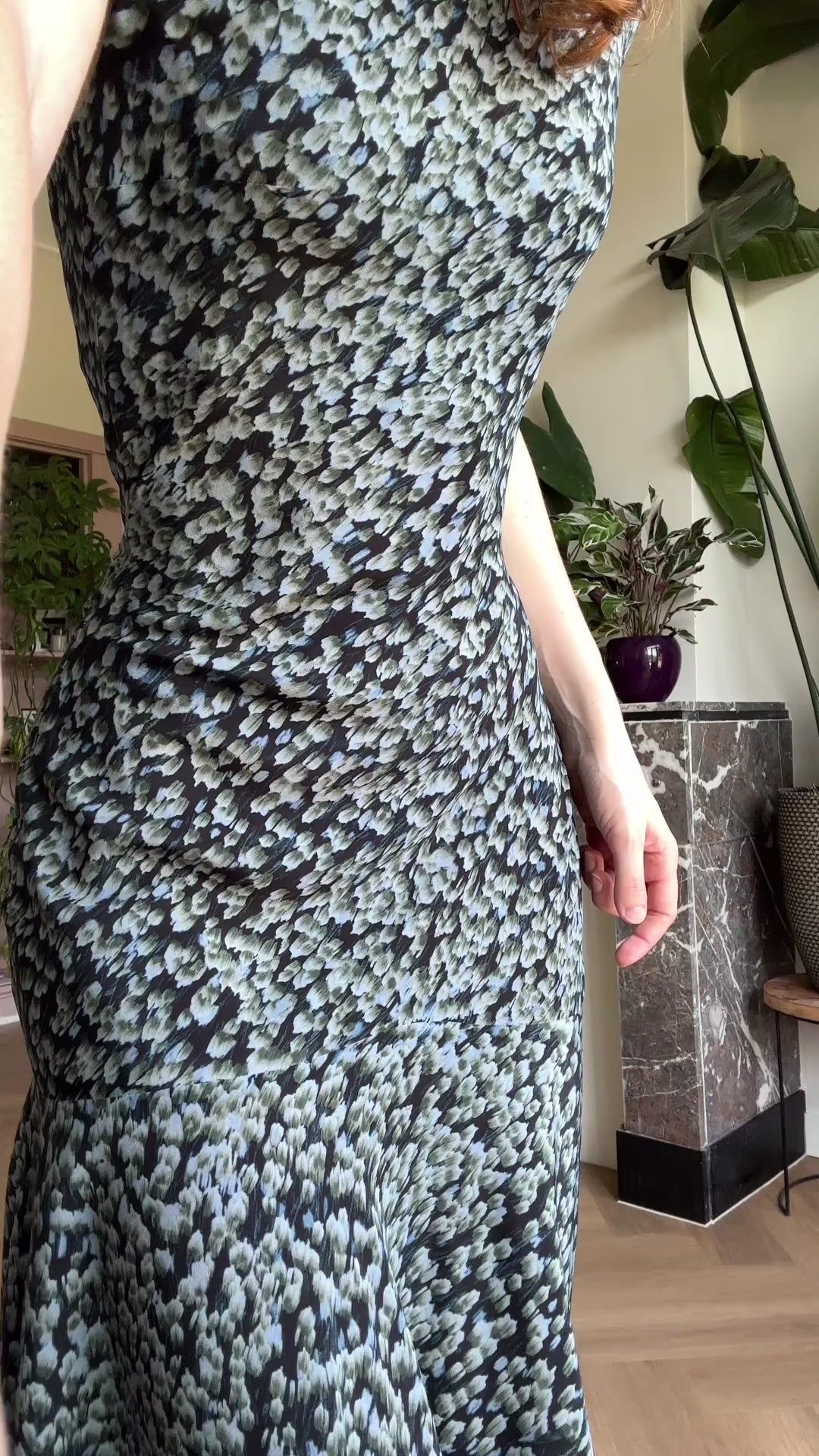 Marlene midi dress black floral silk