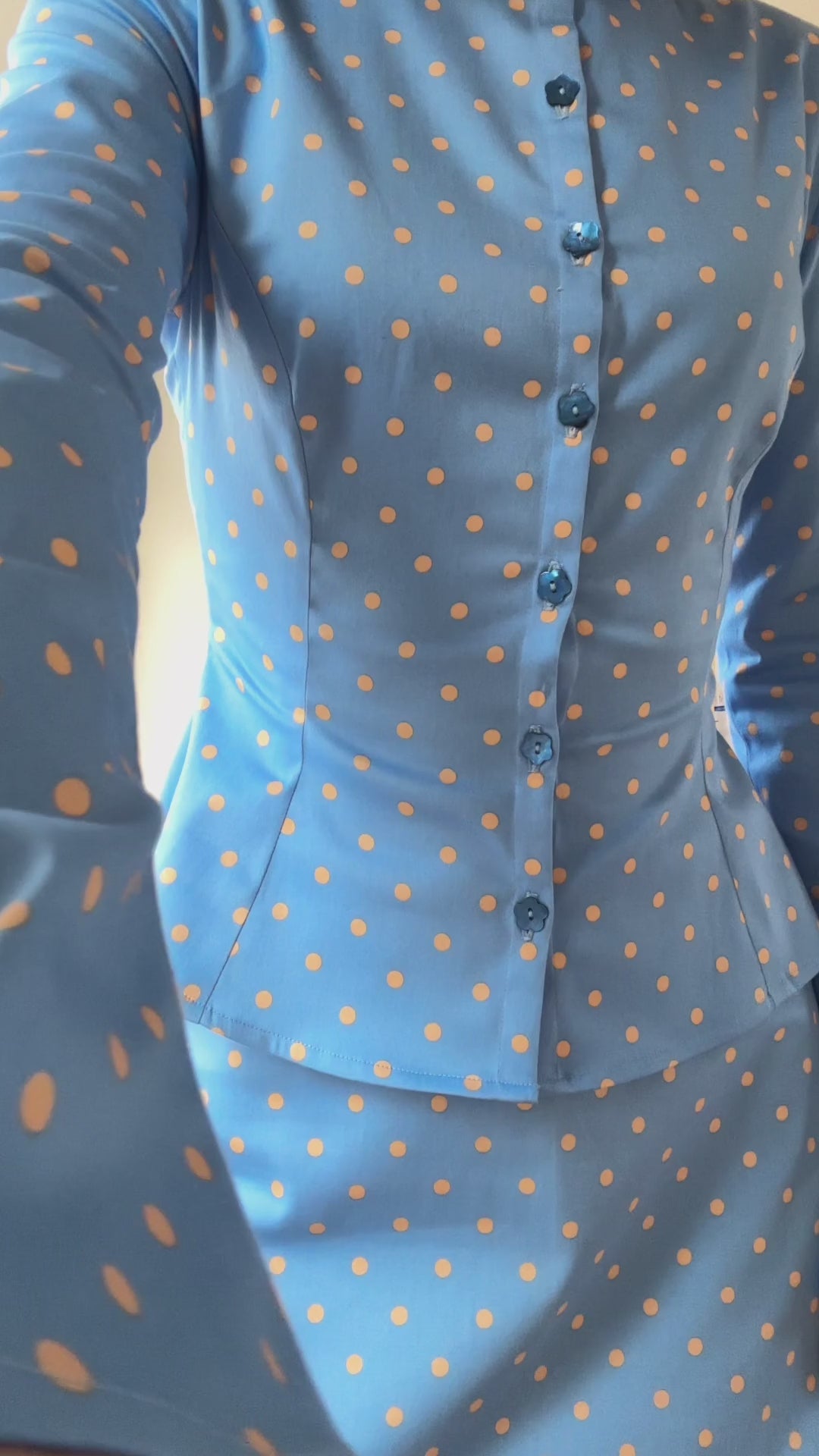 Sabina blouse blue polka dot