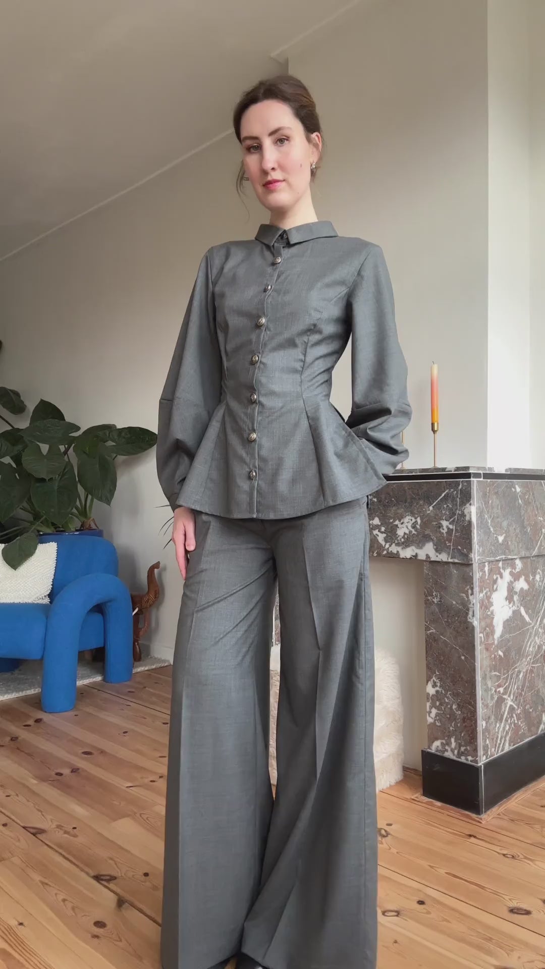 Amelia trousers grey wool high rise