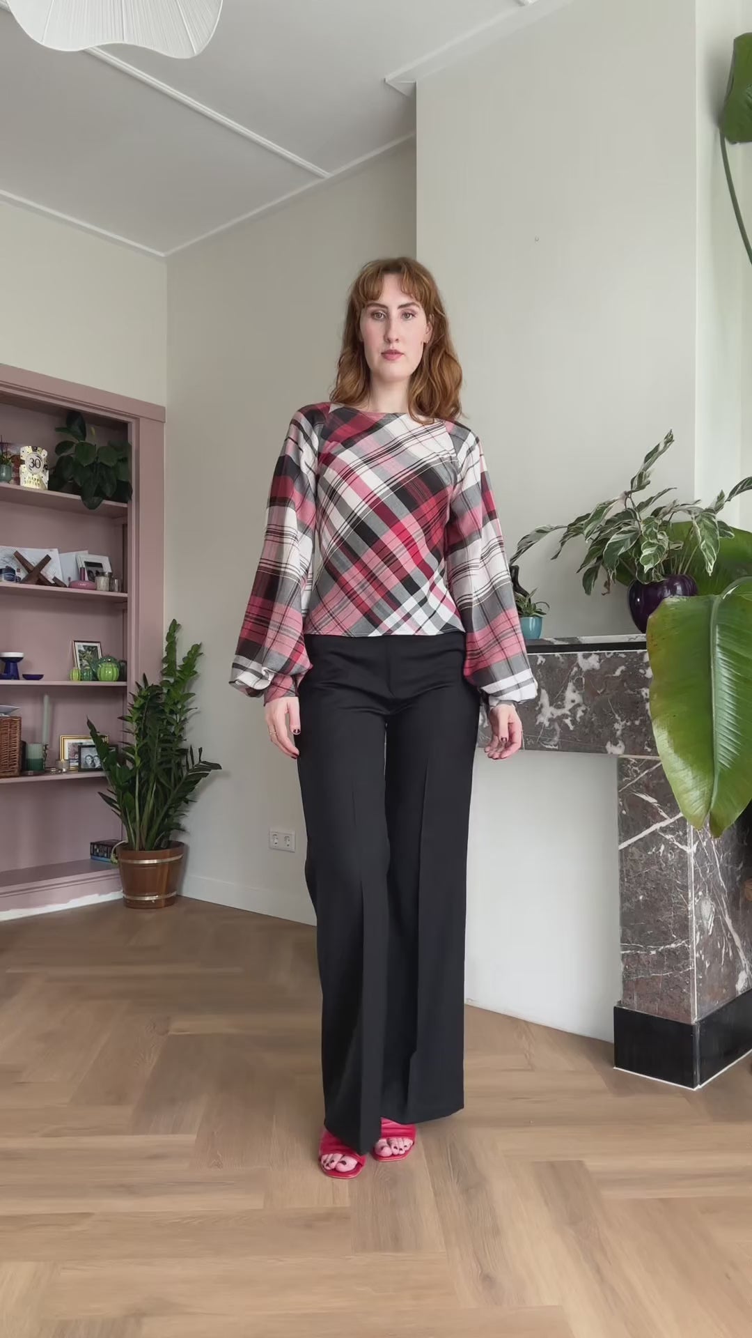 Jessie blouse red plaid