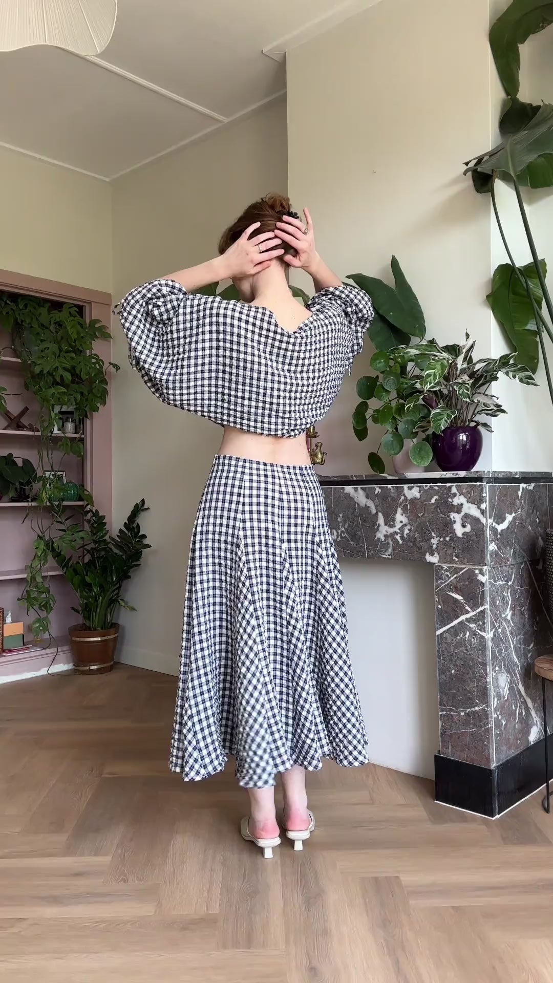 Rhiannon long midi skirt dark purple gingham