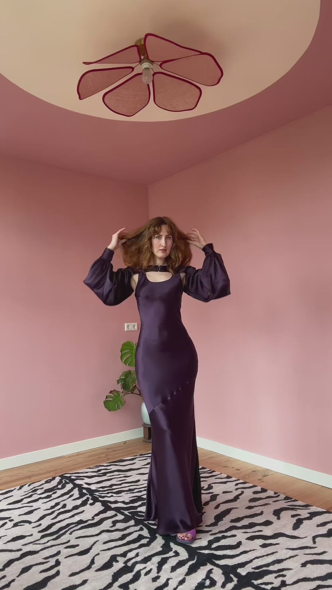 Mary shrug Aubergine purple silk