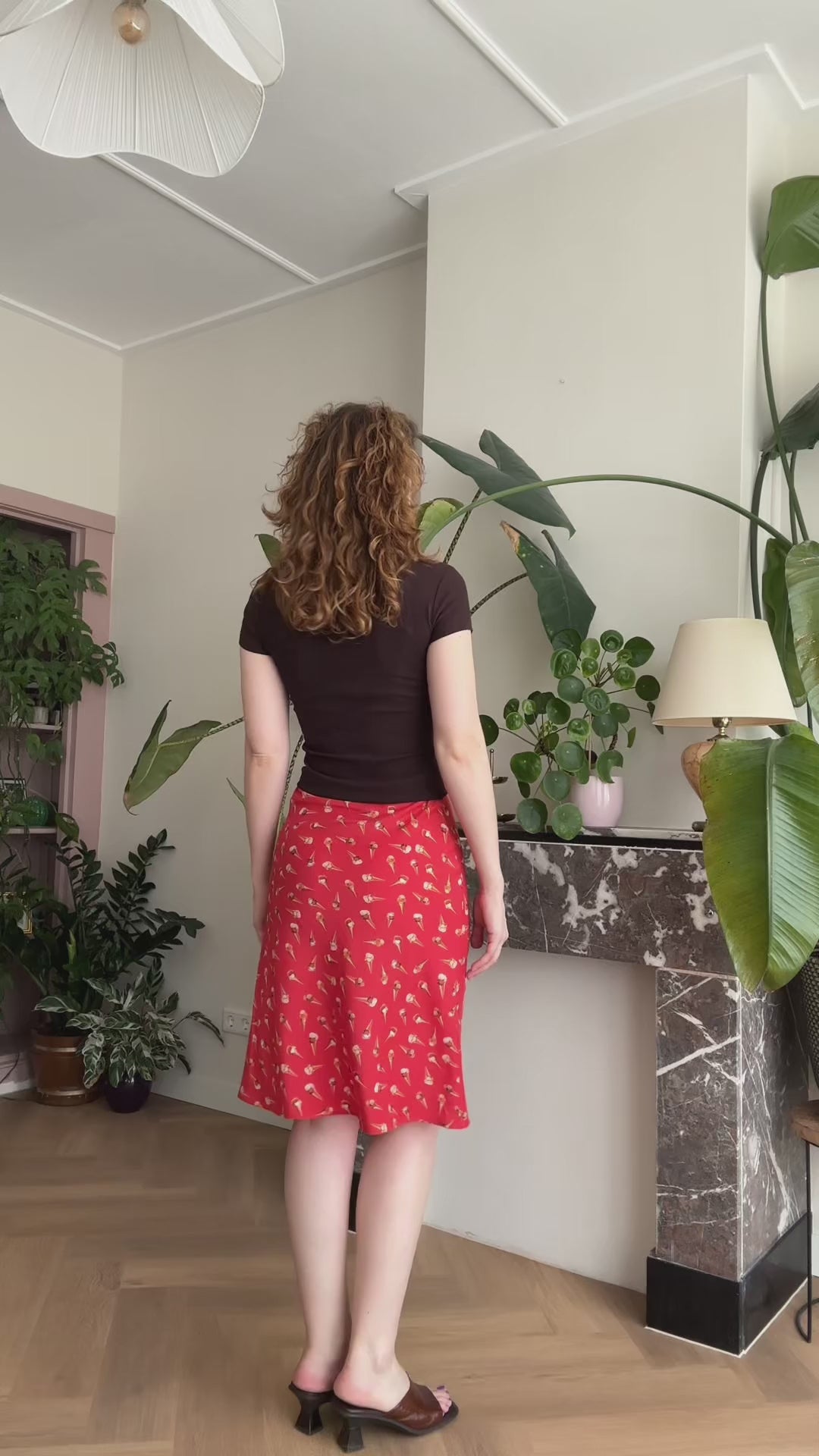 Bias skirt - Red gelato print silk - XS