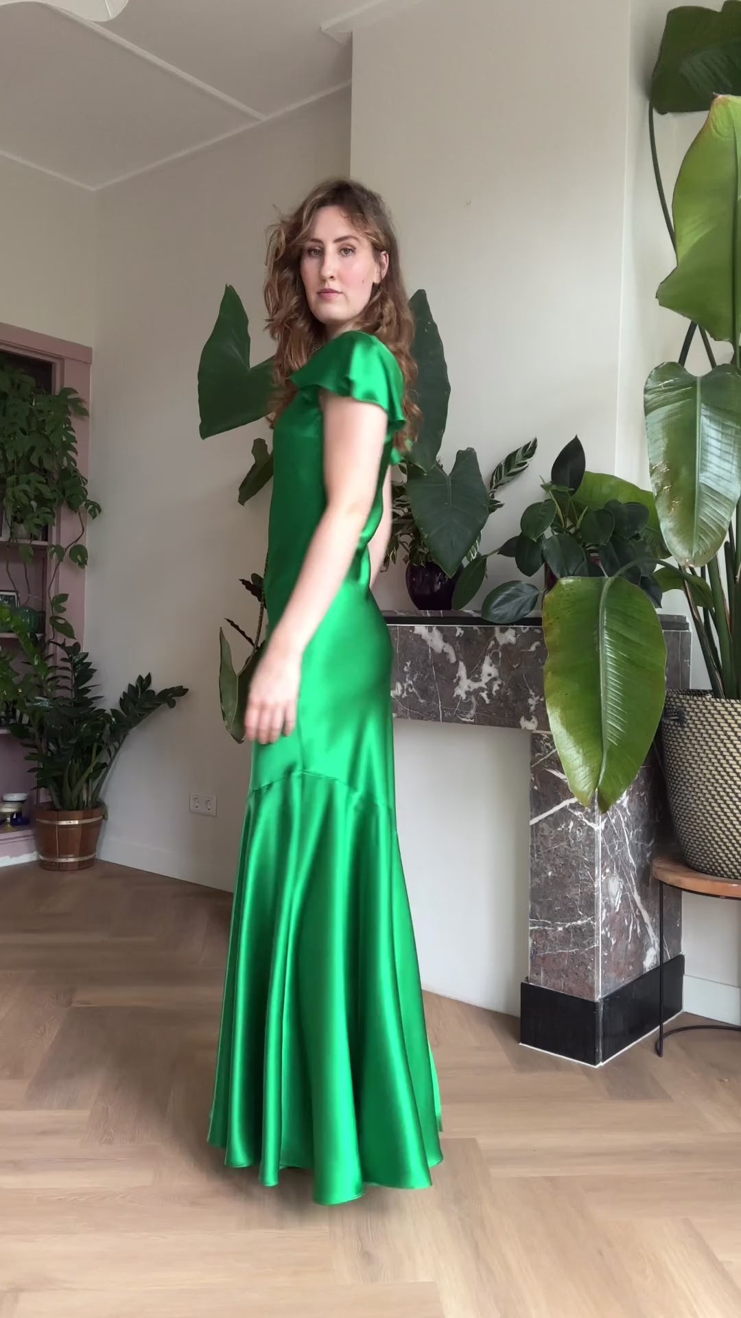 Sybil maxi dress green silk