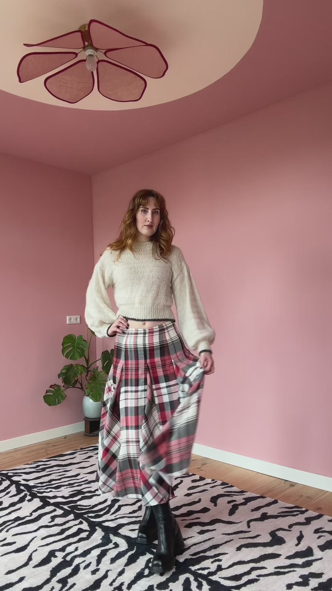 Rhiannon long midi skirt red plaid