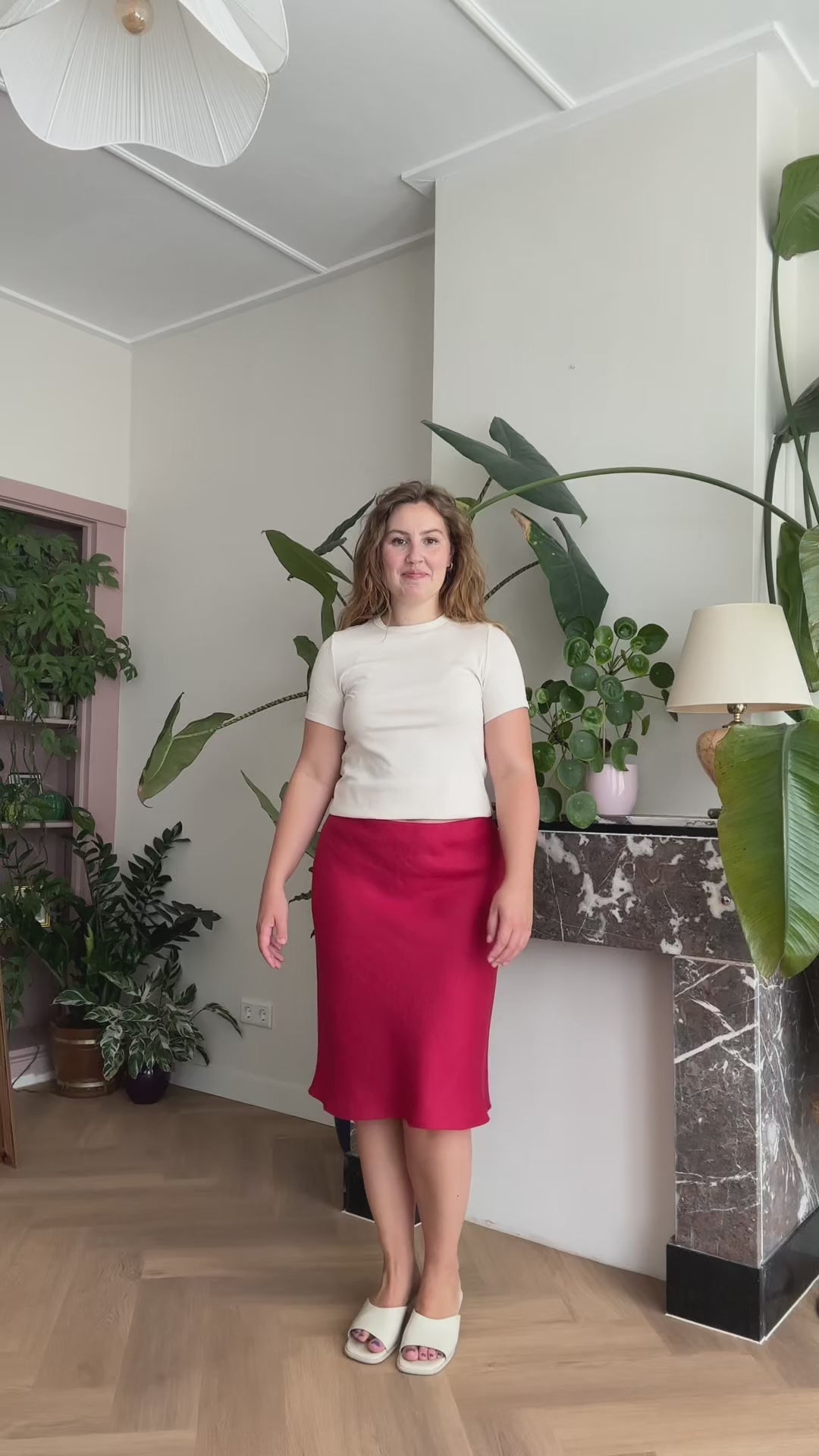 Bias skirt - Red linen - M, L