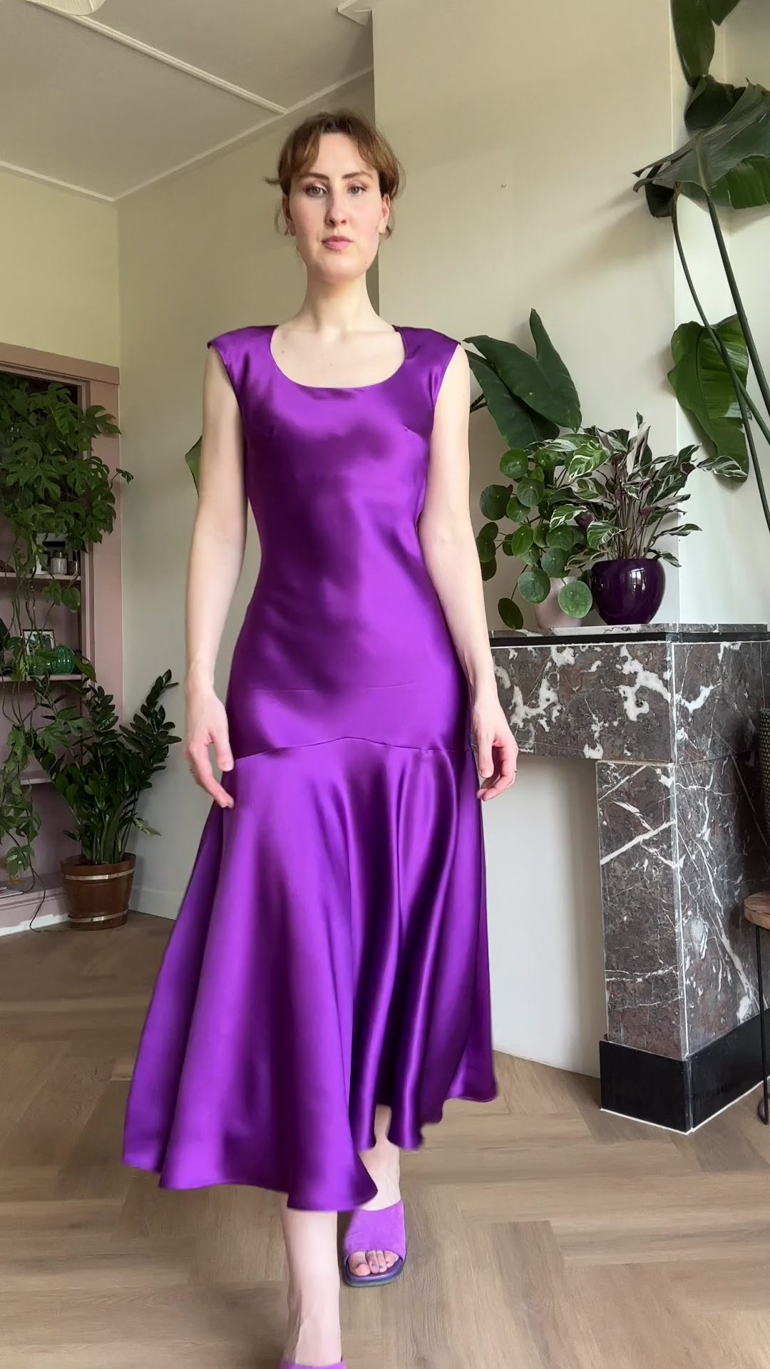 Zaria midi dress dark violet silk